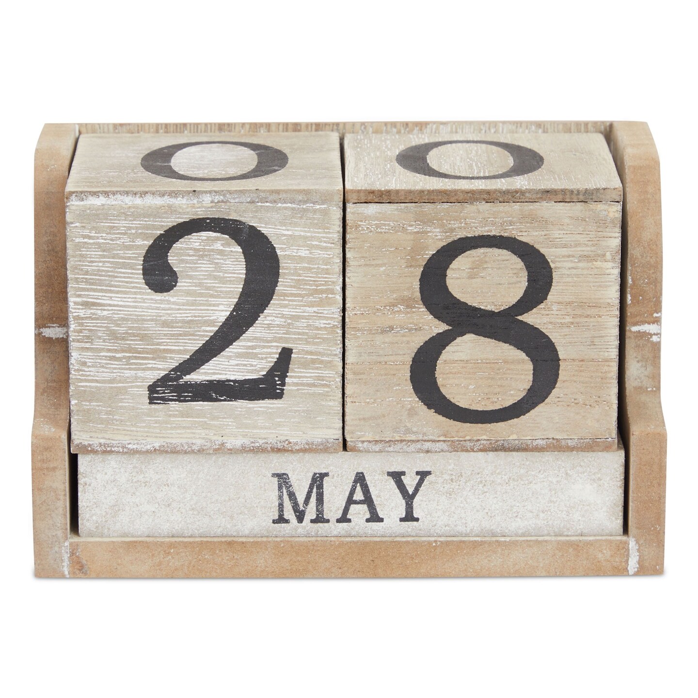 Wooden Perpetual Date Desk Calendar Blocks for Teachers, Farmhouse