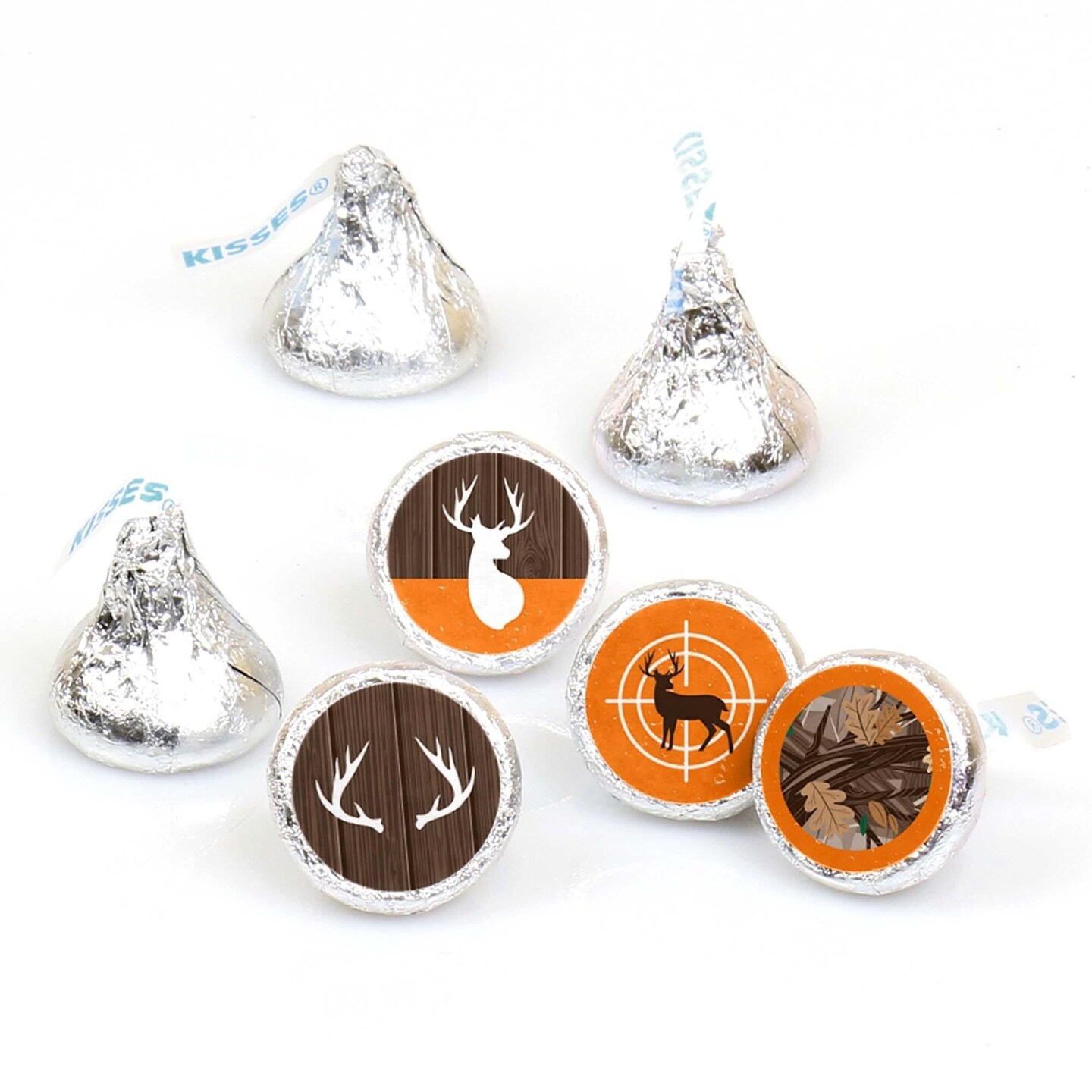 Big Dot of Happiness Gone Hunting - Deer Hunting Camo Party Round Candy Sticker Favors - Labels Fits Chocolate Candy (1 sheet of 108)