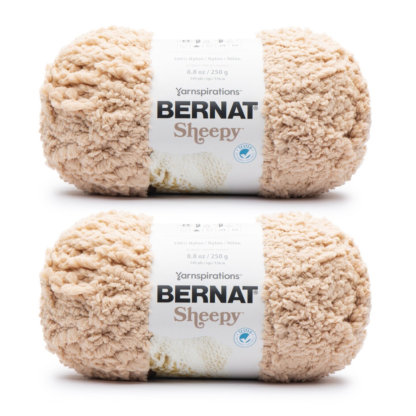 Bernat Sheepy Light Fawn Yarn 2 Pack of 250g 8.8oz Nylon 6 Super Bulky 149 Yards Knitting Crochet Michaels