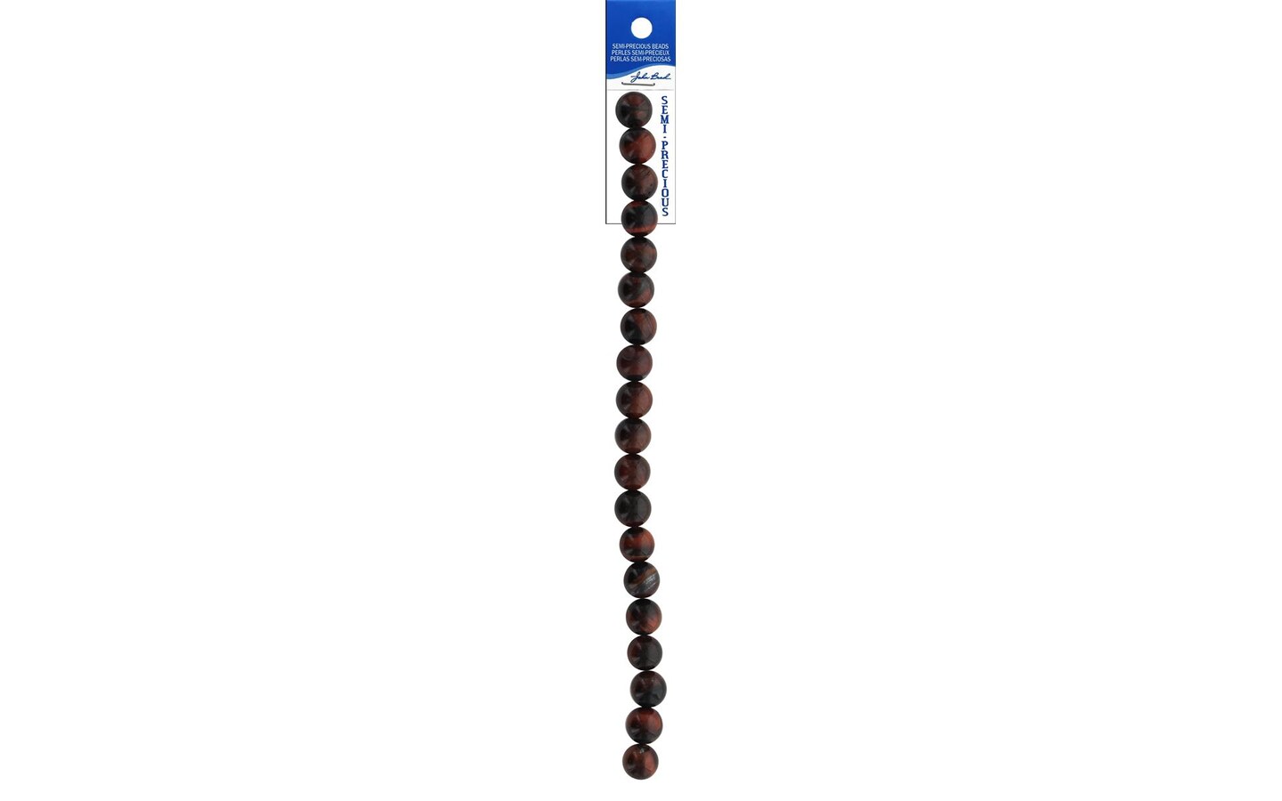 John Bead SP 7&#x22; 10mm Round Tiger Eye Nat Dyed Red
