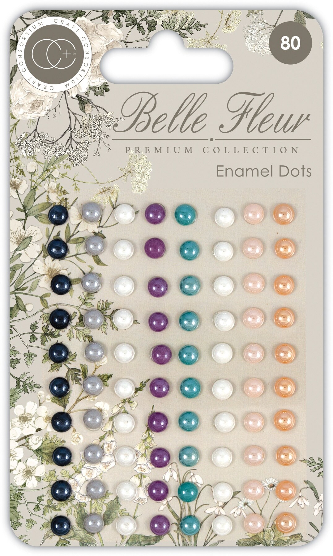 Craft Consortium Adhesive Enamel Dots 80/Pkg-Belle Fleur