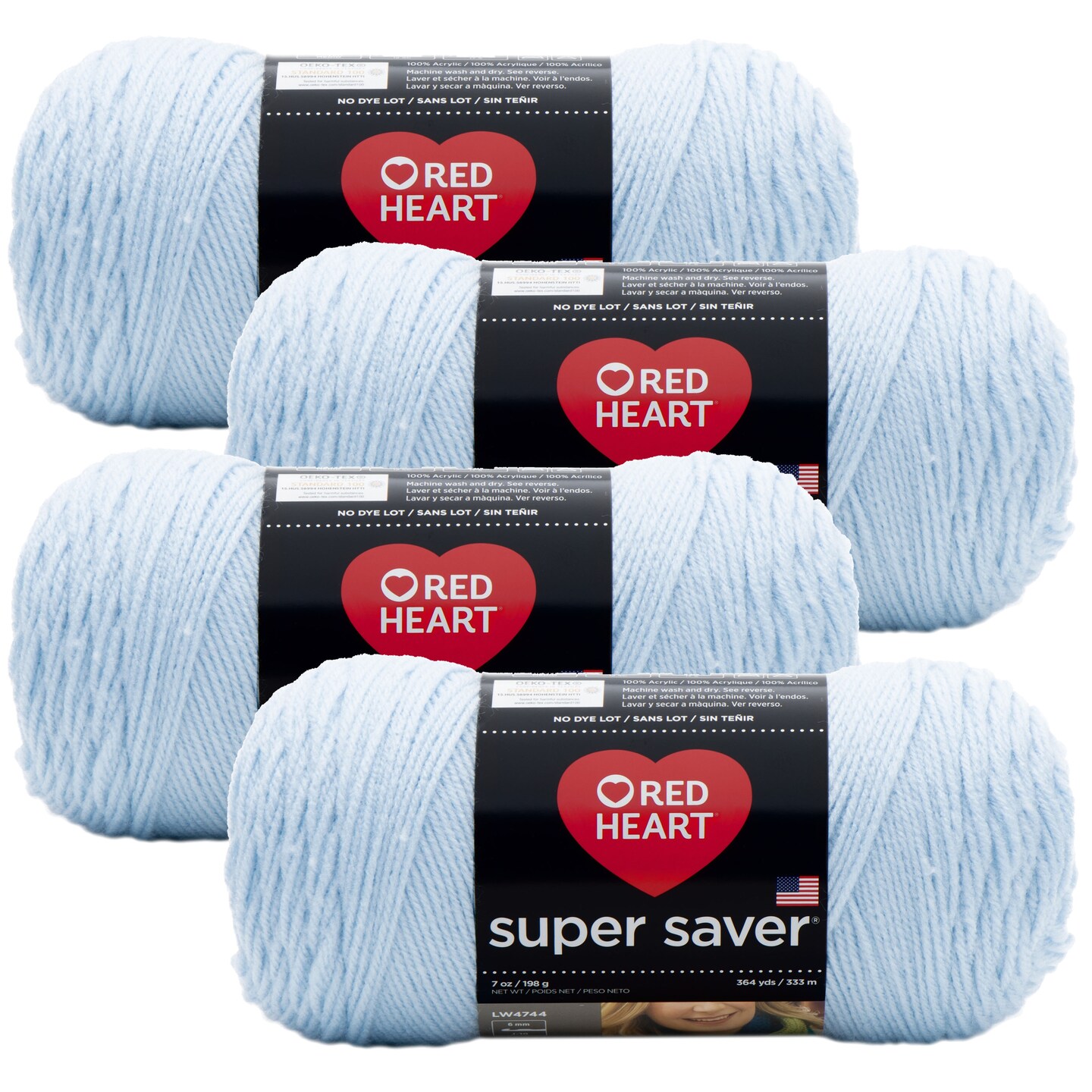 (Pack of 4) Red Heart Super Saver Yarn-Light Blue