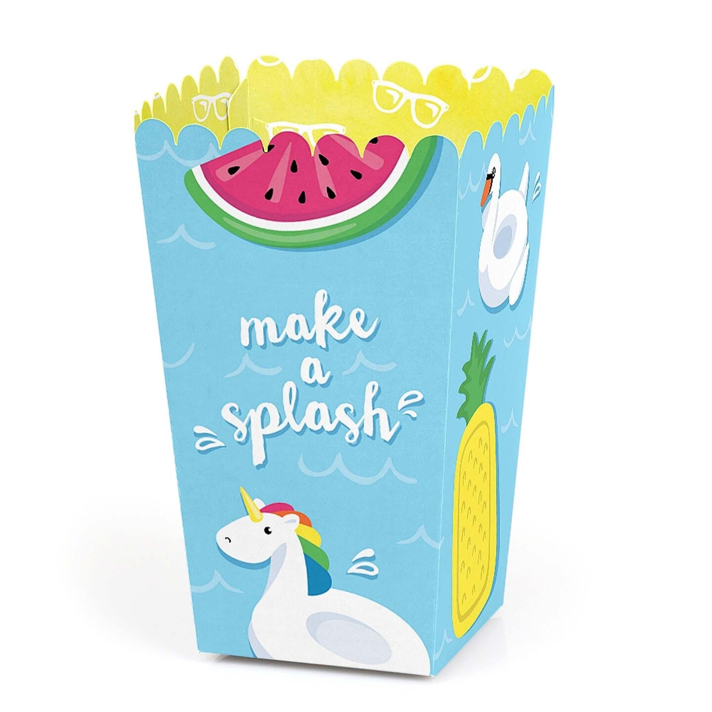 Big Dot of Happiness Make a Splash - Pool Party - Summer Swimming Party or Birthday Party Favor Popcorn Treat Boxes - Set of 12