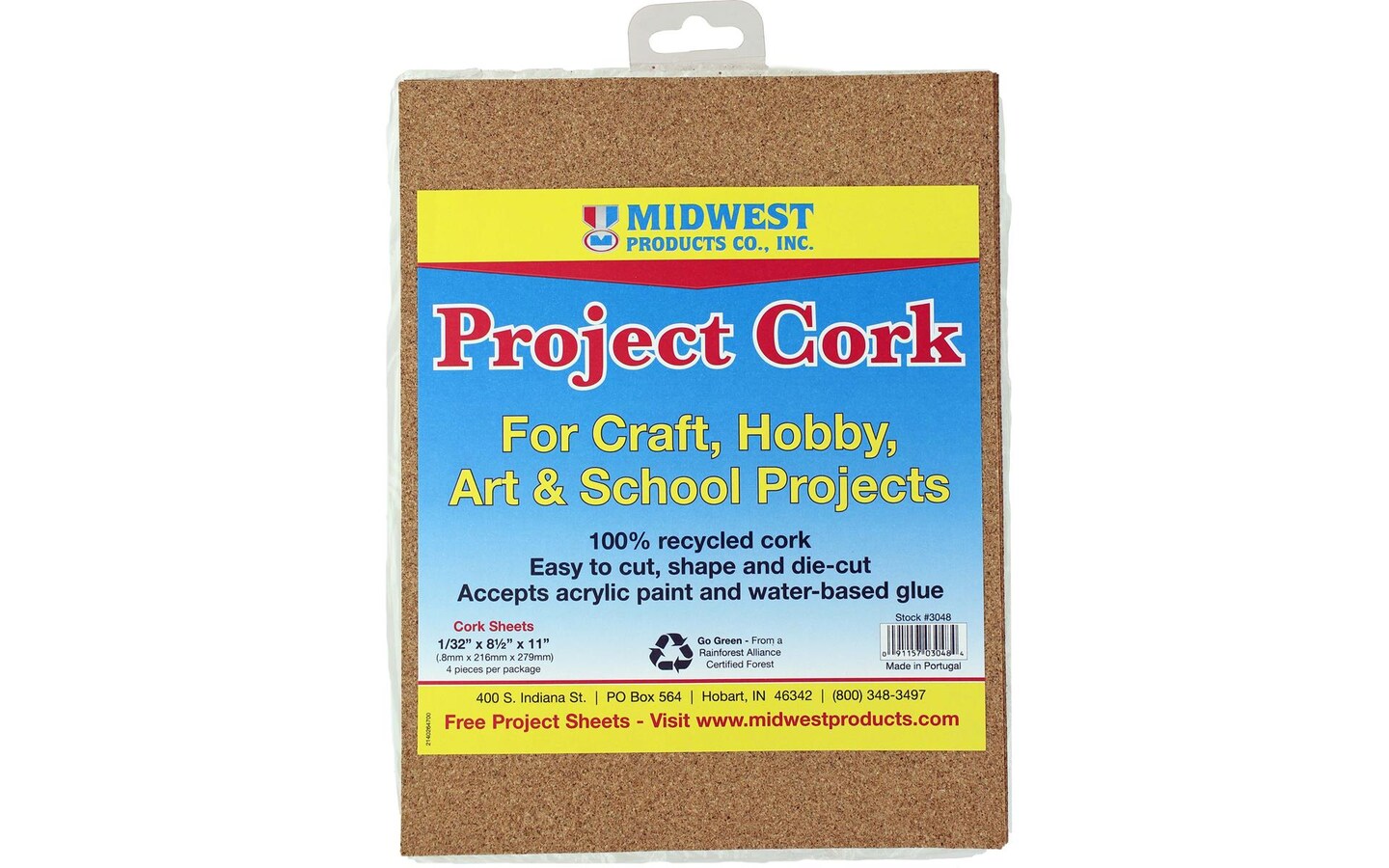 Midwest Cork Sheet 8.5x11x1/32 4pc