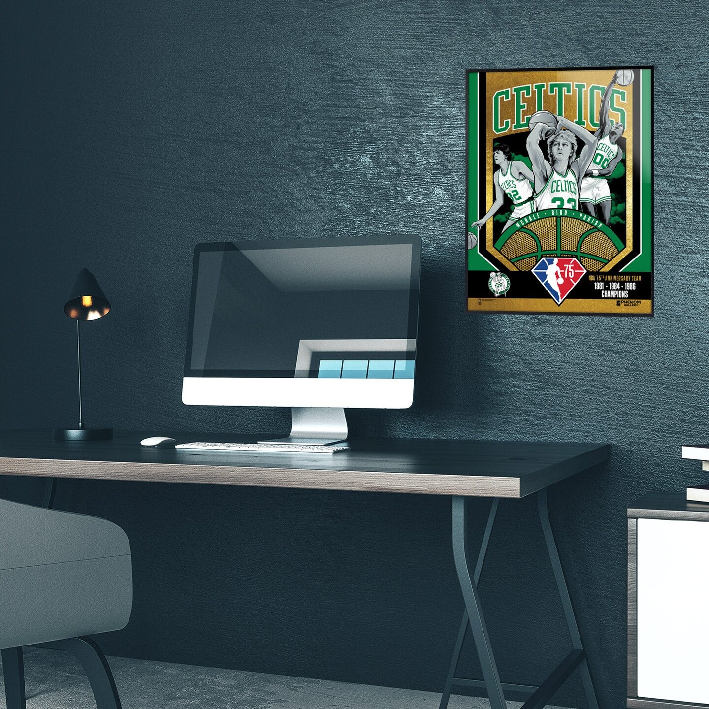 Phenom Gallery Boston Celtics 75th Anniversary 80&#x27;s NBA Champions 18&#x22; x 24&#x22; Gold Foil Serigraph