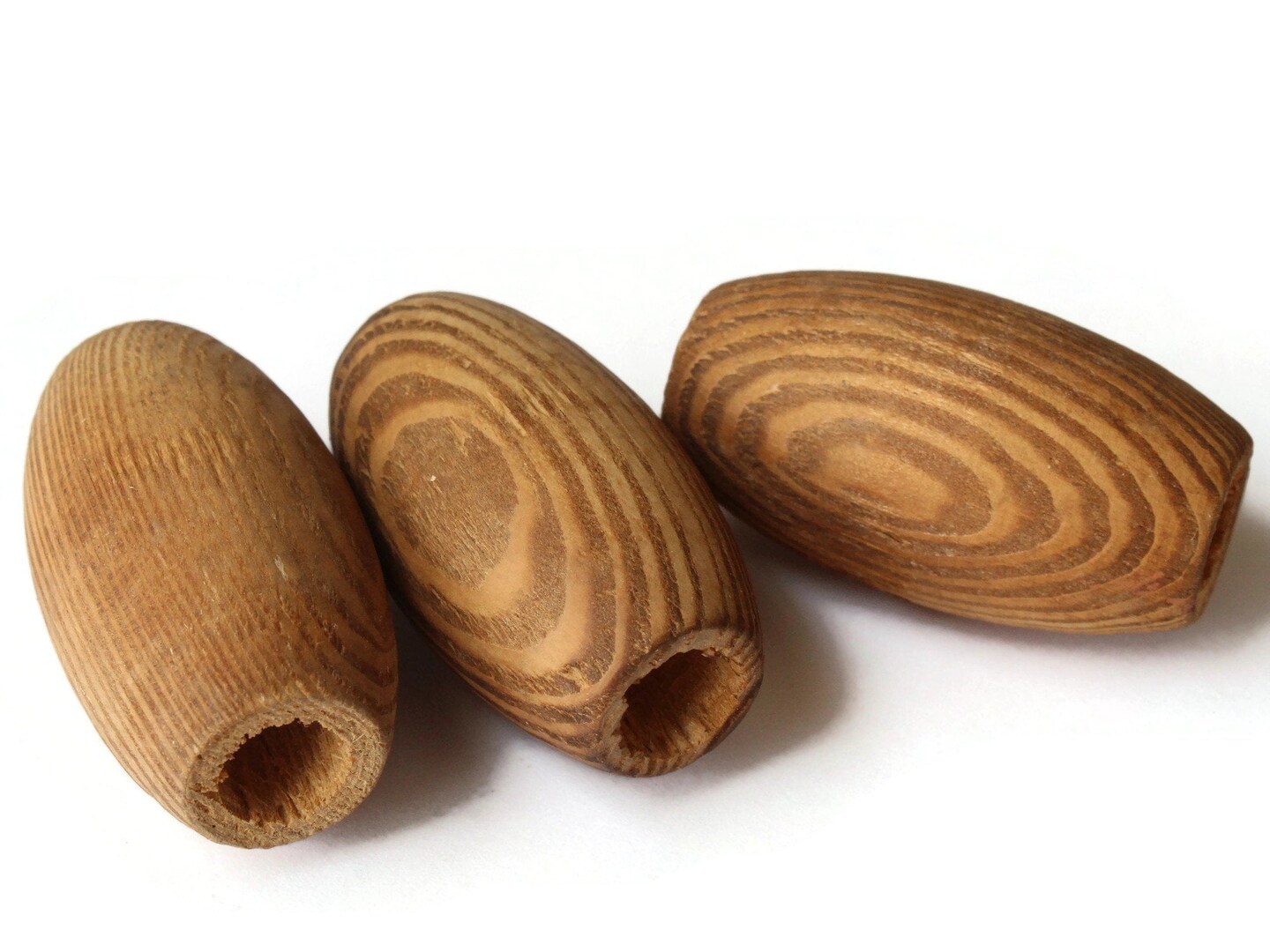 3 44mm Long Wood Barrel Beads