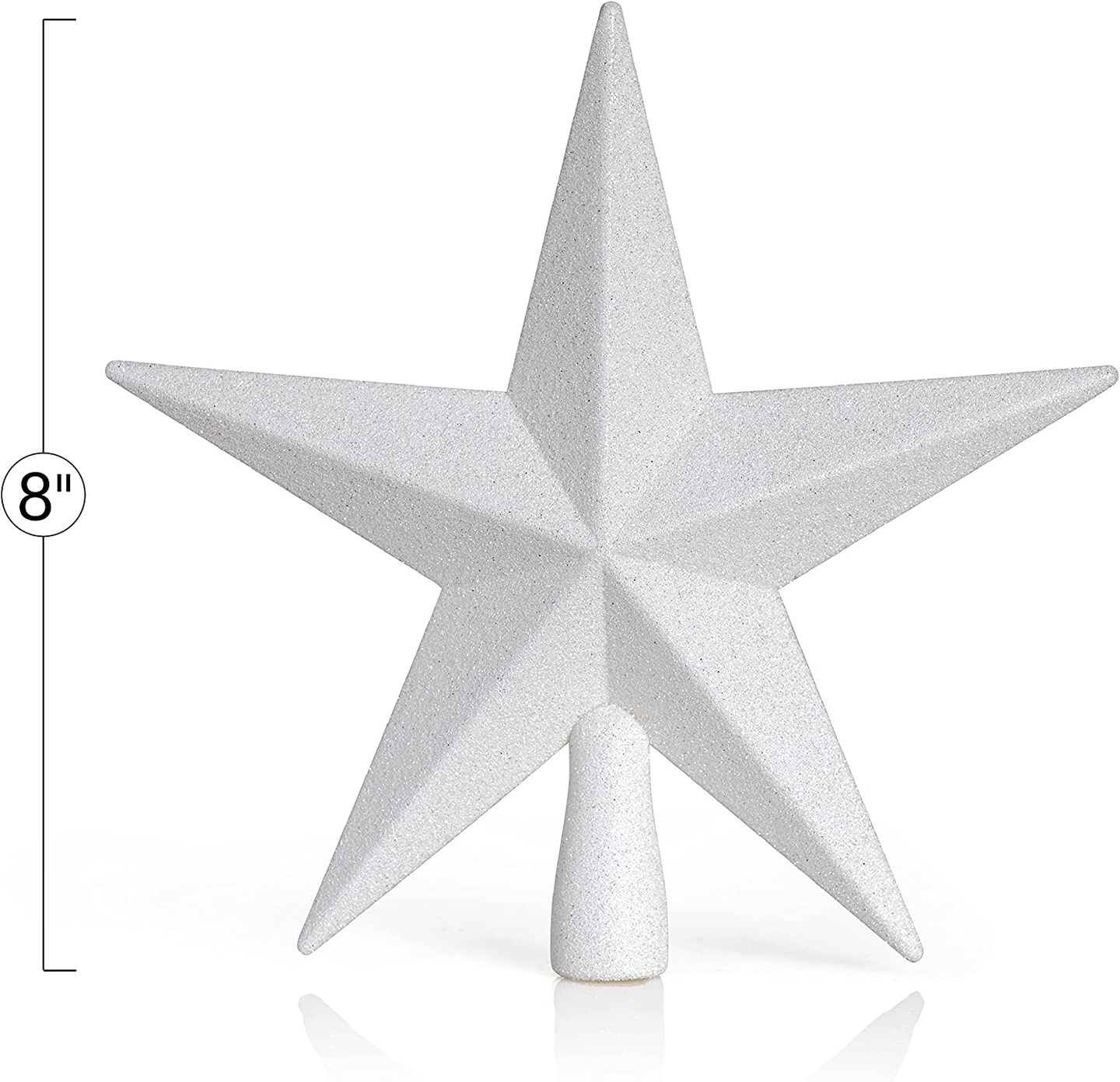 Ornativity Glitter Star Tree Topper - Christmas White Decorative Holiday Bethlehem Star Ornament