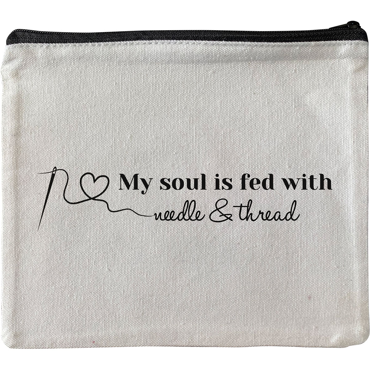 Alice Peterson Needlepoint Quote Accessory Bag -&#x22;My Soul is Fed with Needle and Thread&#x22;