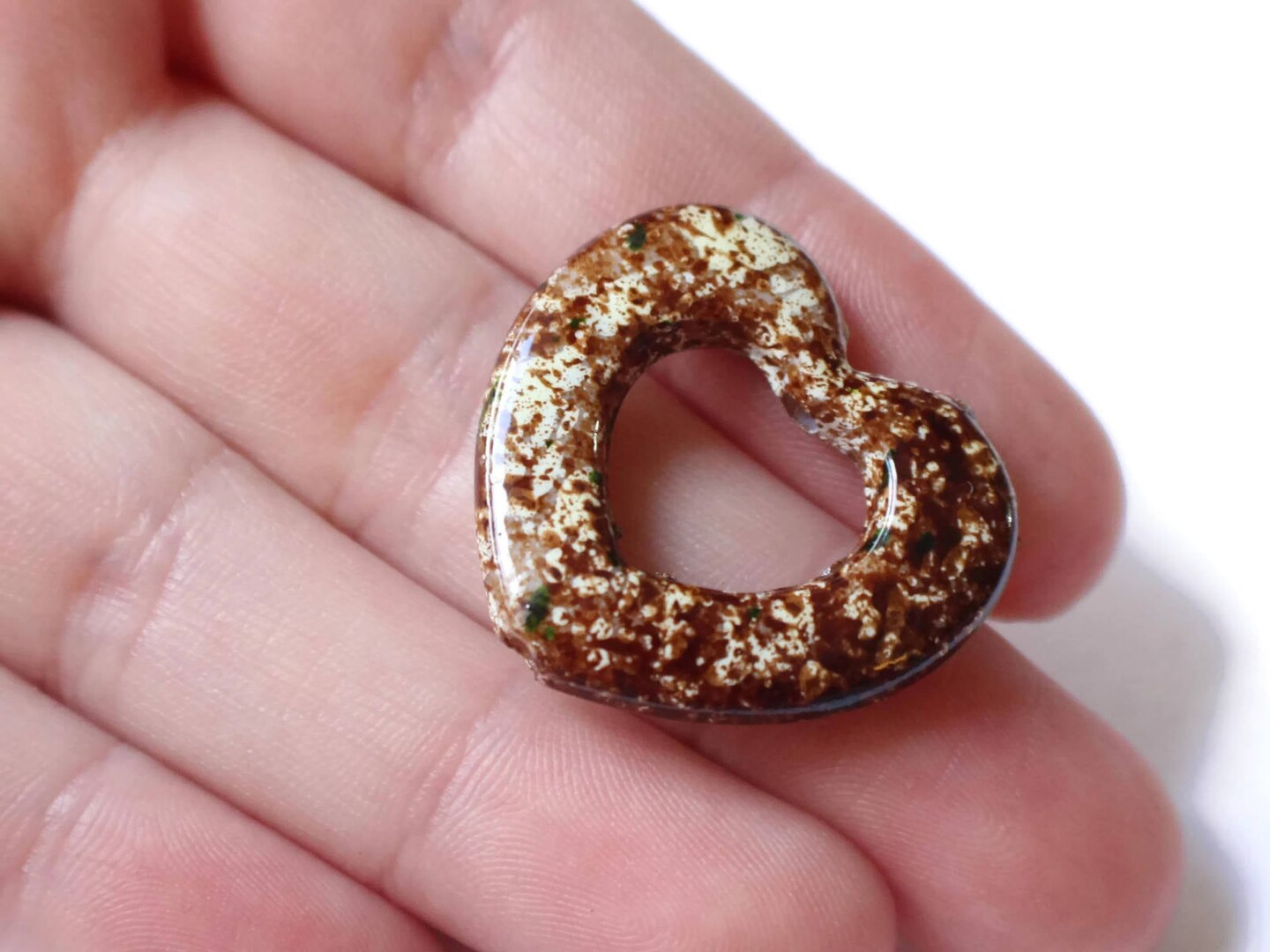 25mm x 29mm Brown Heart Bead Frames Open Heart Plastic Beads Spotted Valentines Beads