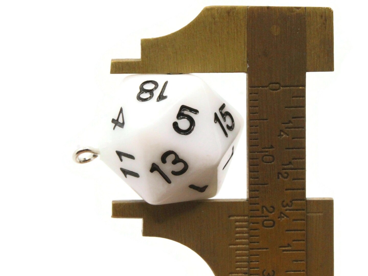 2 20mm White Resin D20 20 Sided Dice Charms
