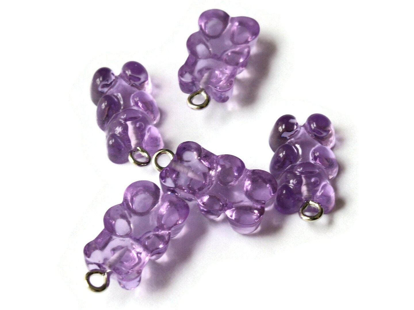 5 20mm Purple Resin Gummy Bear Charms