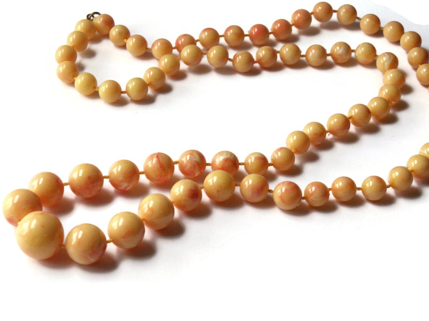 28 Inch Vintage Yellow and Red Necklace Uncirculated New Old Stock Necklace