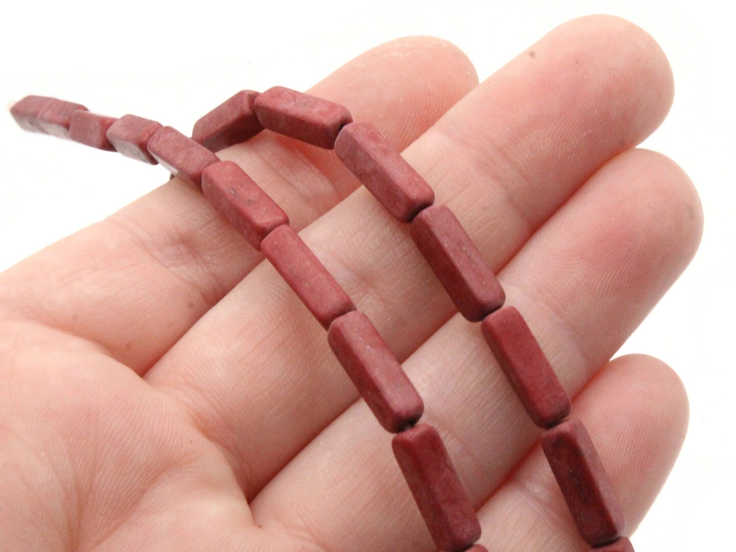 32 13mm Red Rectangle Dyed Howlite Stone Beads