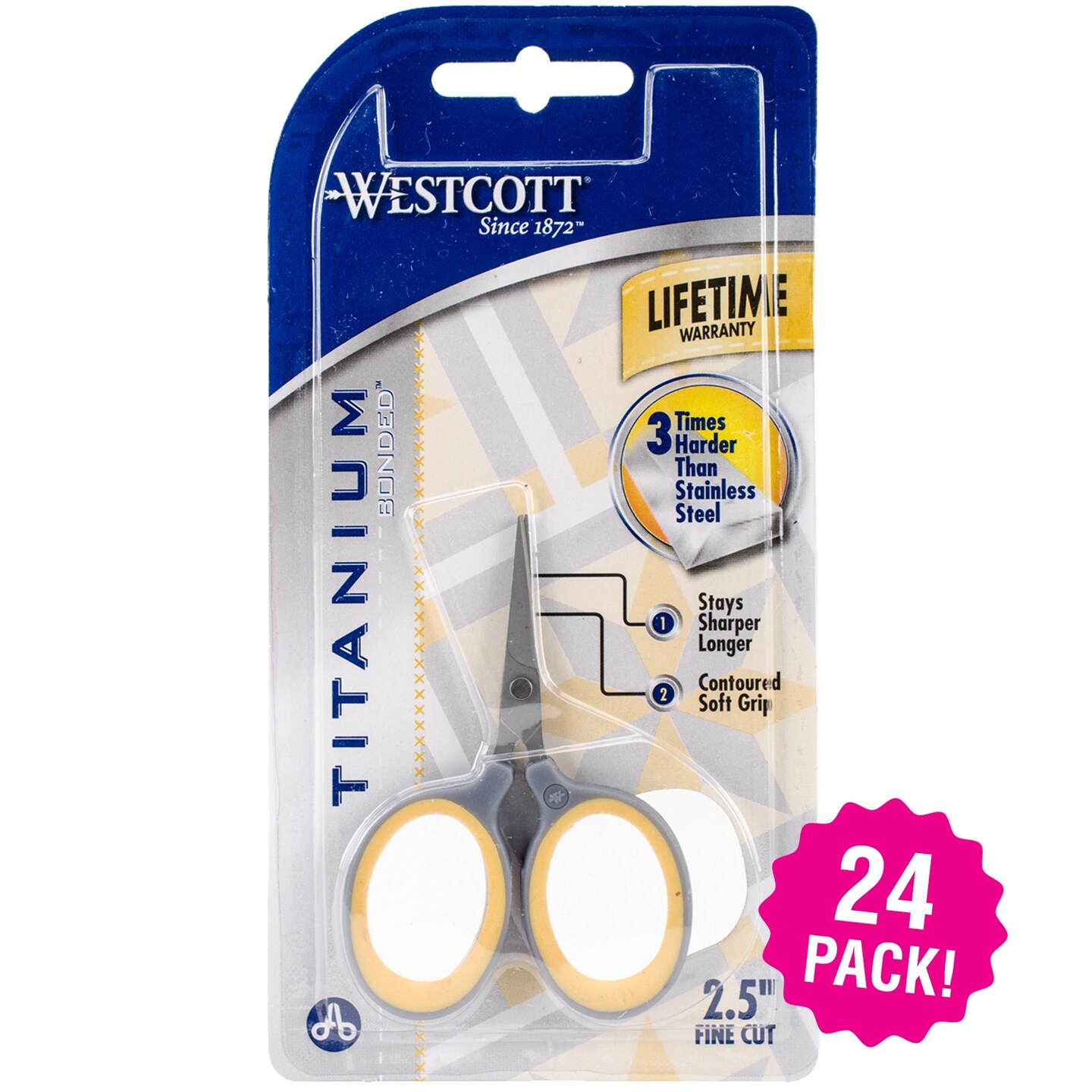 Multipack of 24 - Westcott Titanium Fine Cut Scissors 2.5&#x22;