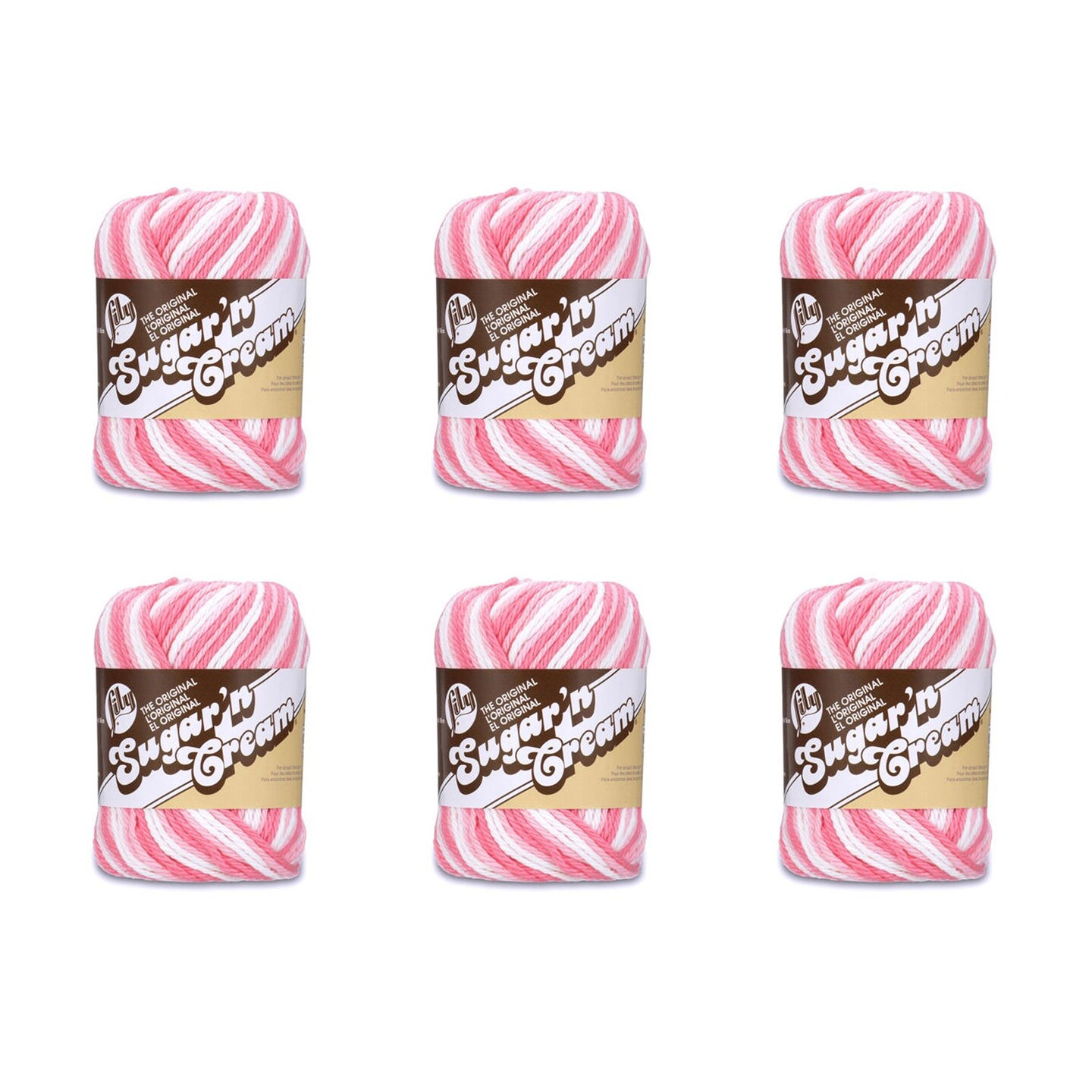 Lily Sugar&#x27;N Cream Strawberry Yarn - 6 Pack of 57g/2oz - Cotton - 4 Medium (Worsted) - 95 Yards - Knitting/Crochet