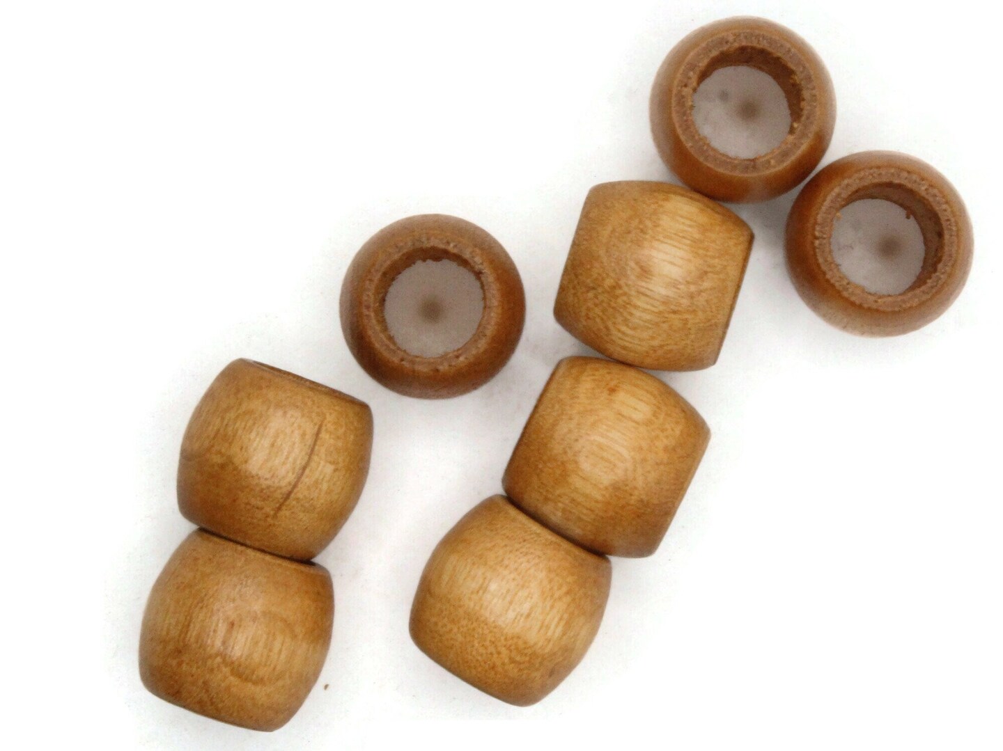 8 17mm Light Brown Large Hole Wooden Barrel Beads