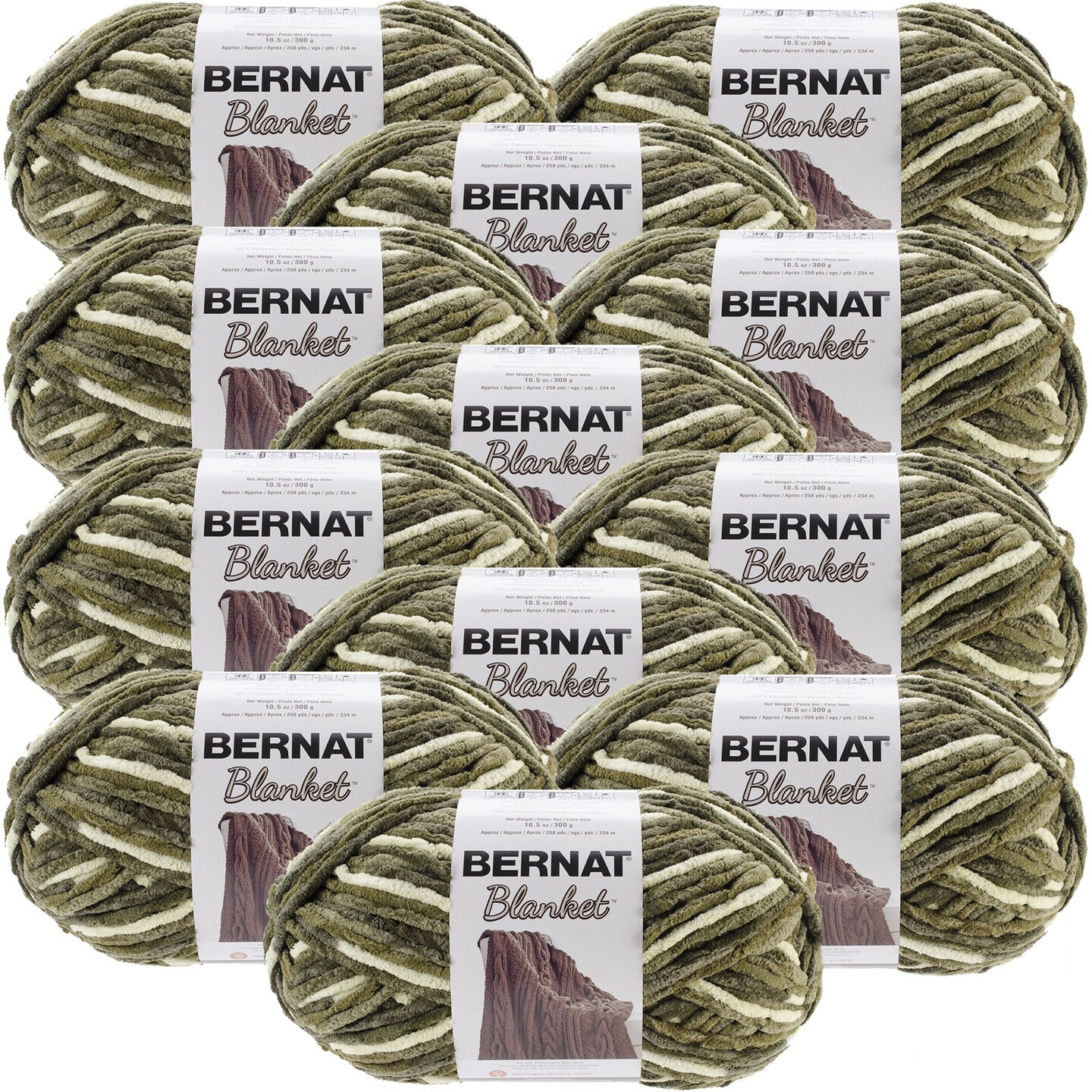 Multipack of 12 - Bernat Blanket Big Ball Yarn-Gathering Moss