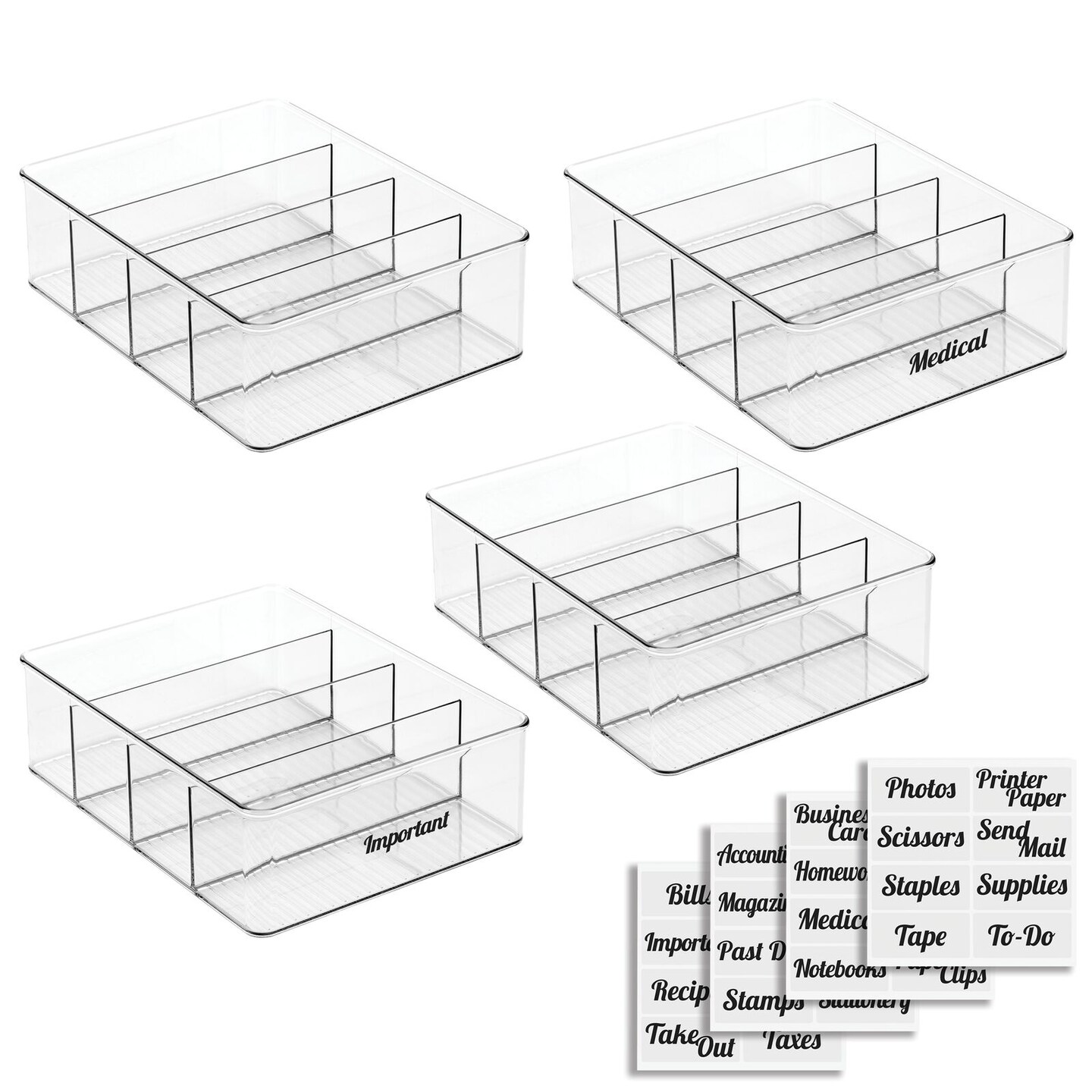 mDesign Plastic Divided Office Organizer Bin with 4 Sections - 4