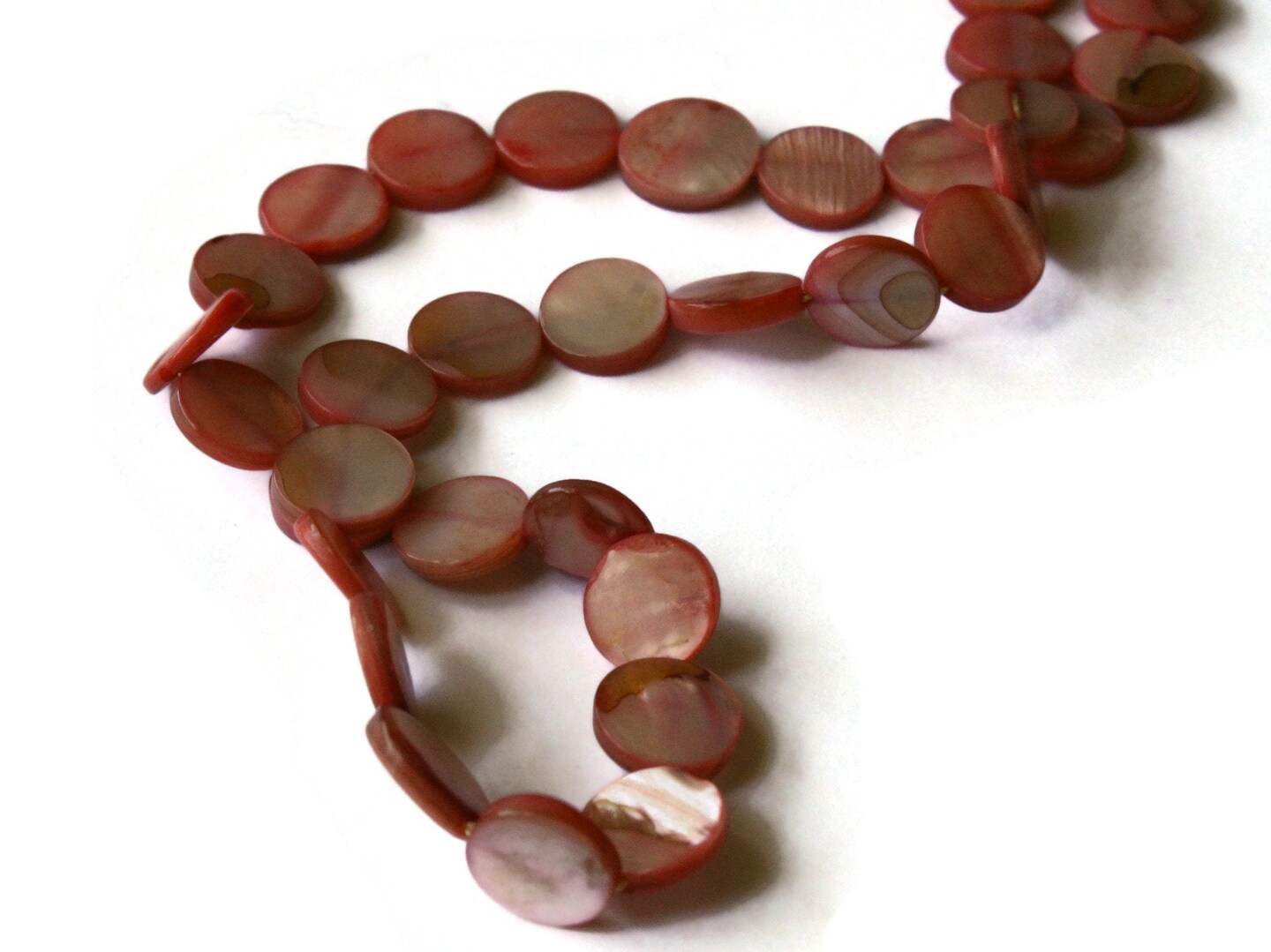 10mm Red Mother of Pearl Coin Beads Seashell Beads Loose Dyed Red Shell Beads
