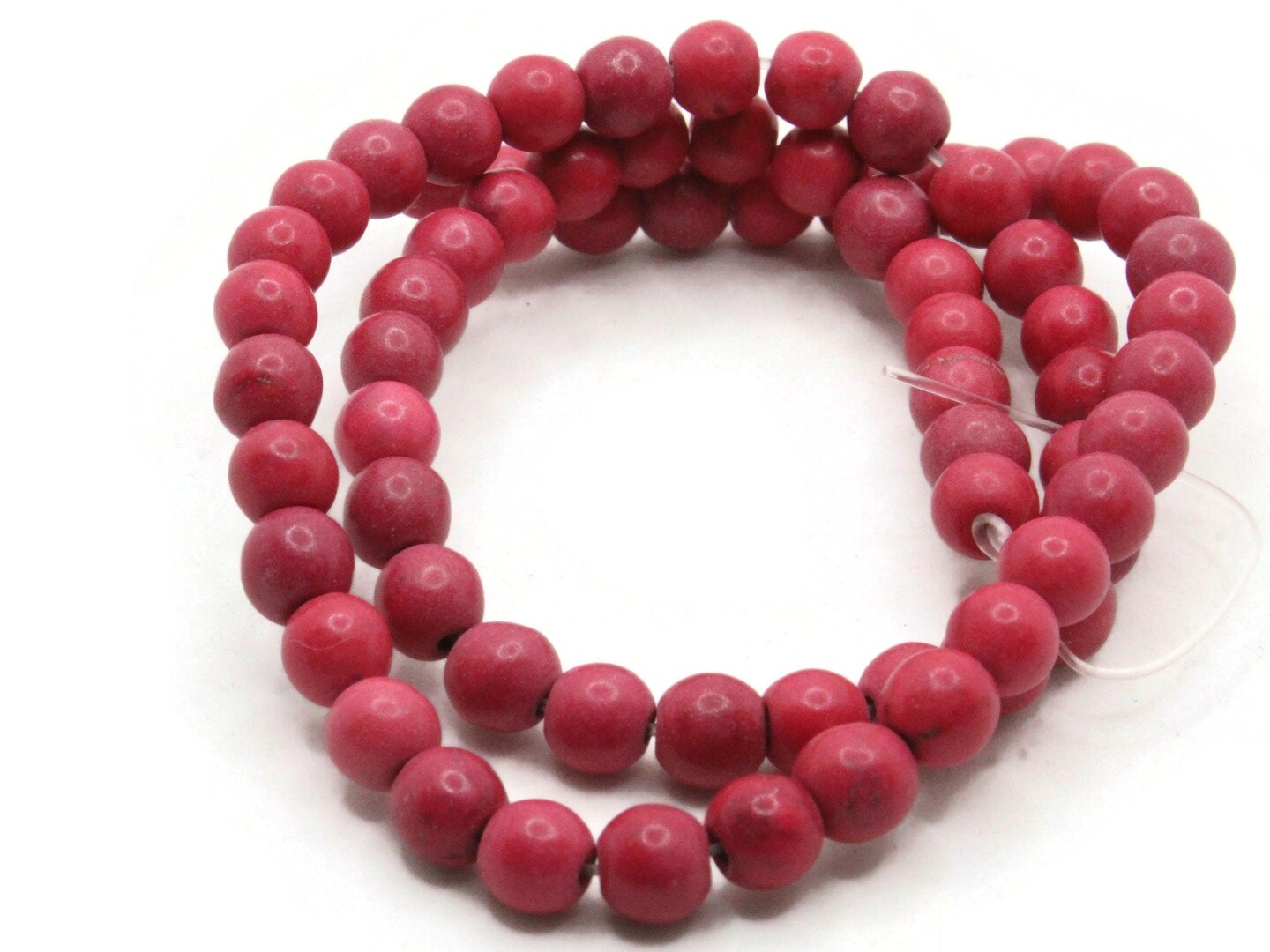 68 5mm to 6mm Round Dyed Pink Howlite Stone Beads