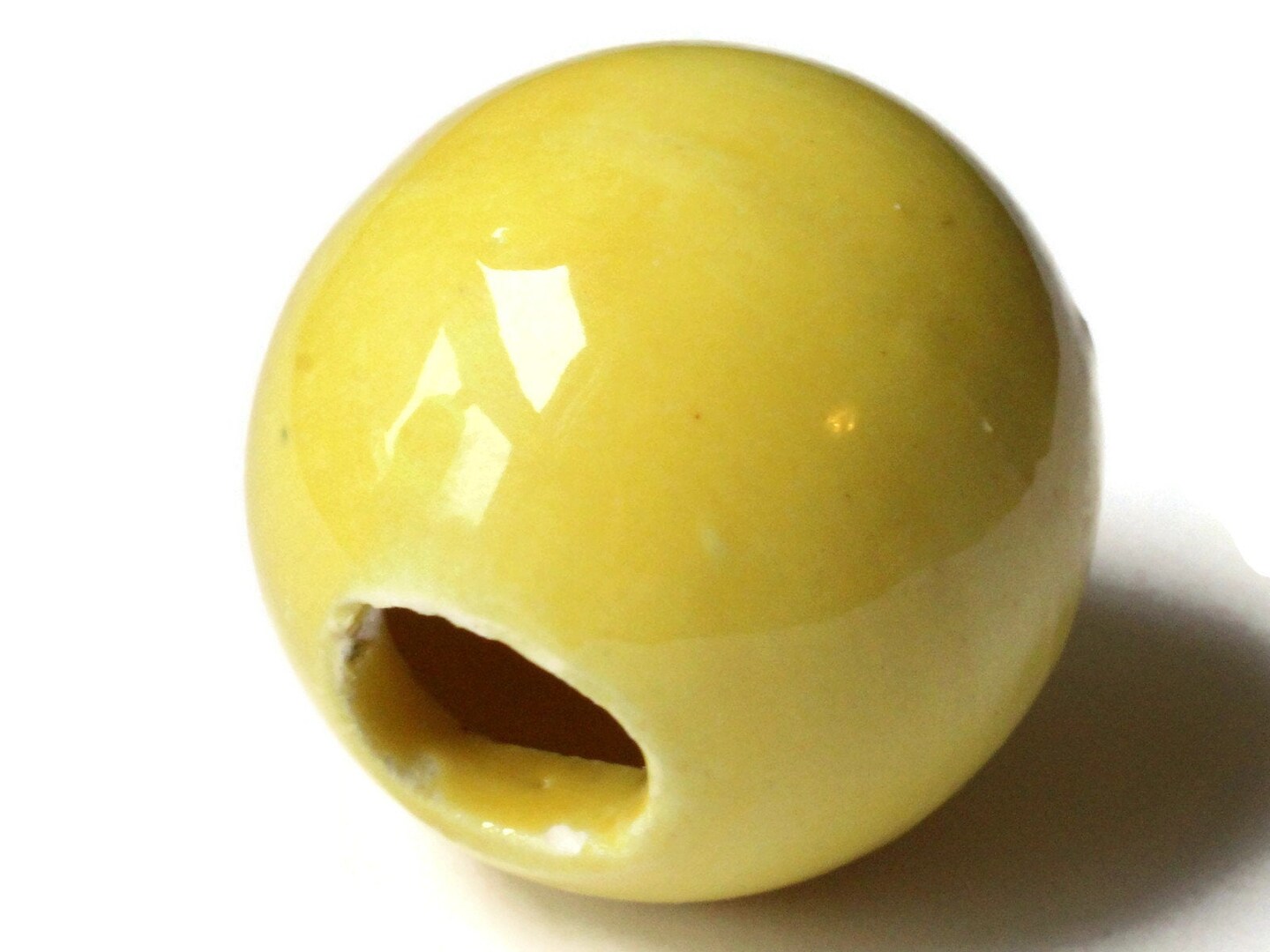 38mm Round Yellow Bead Vintage Macrame Ceramic Porcelain Bead