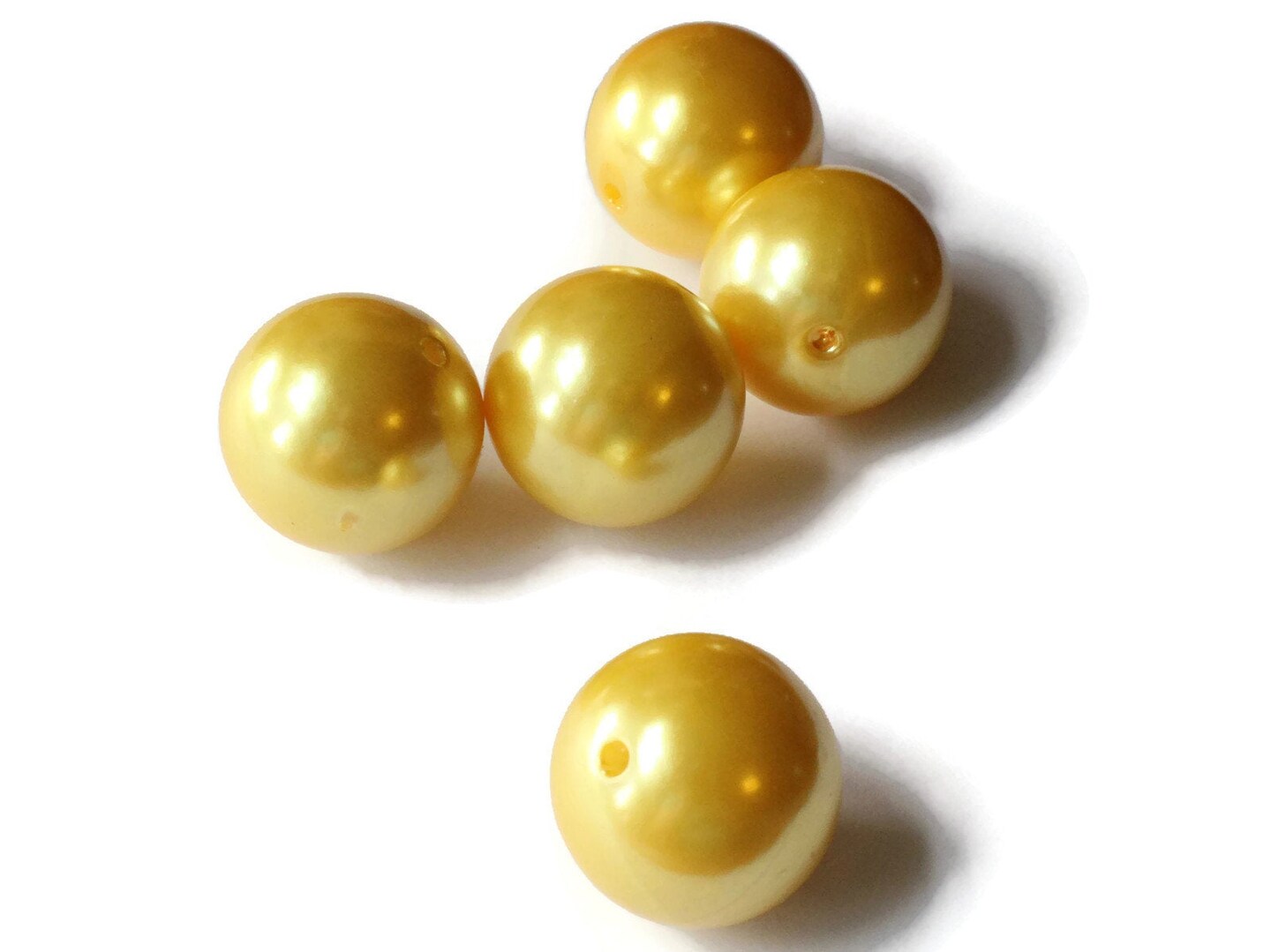 5 26mm Round Yellow Pearls Plastic Faux Pearl Beads