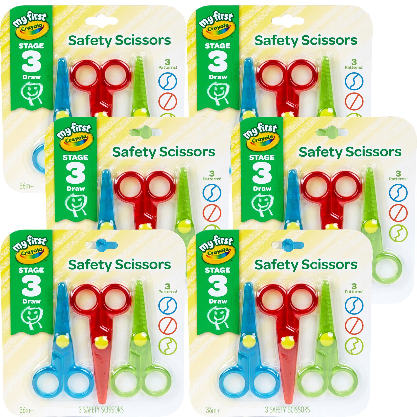 Multipack of 6 - Crayola My First Safety Scissors-3/Pkg