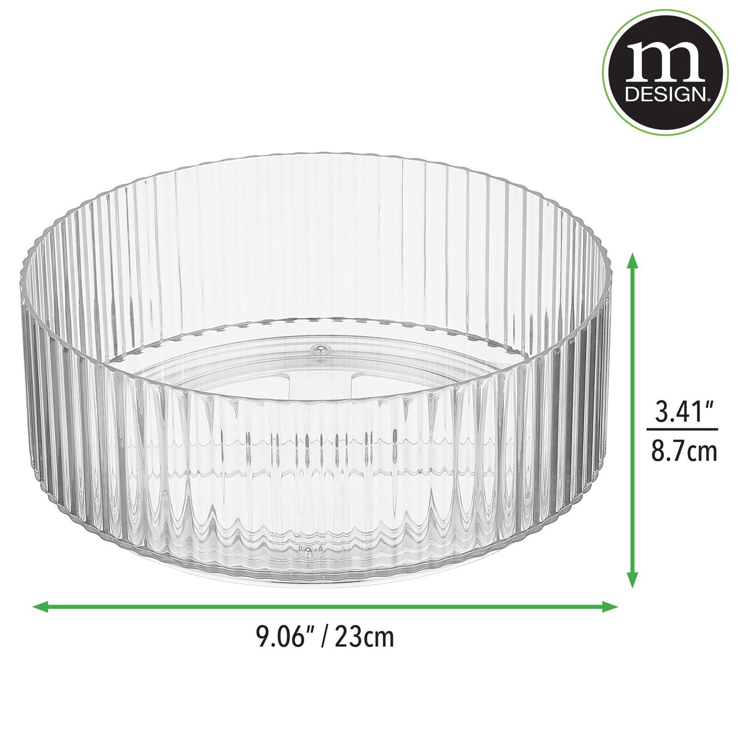 mDesign Fluted Lazy Susan Turntable Spinner for Kitchen/Bathroom