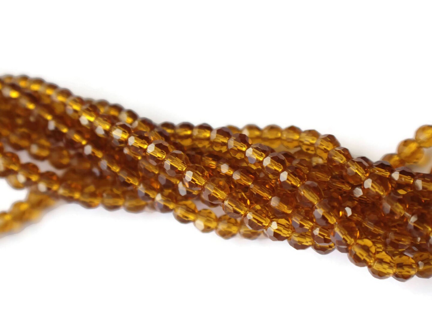 4mm Brown Faceted Round Glass Beads