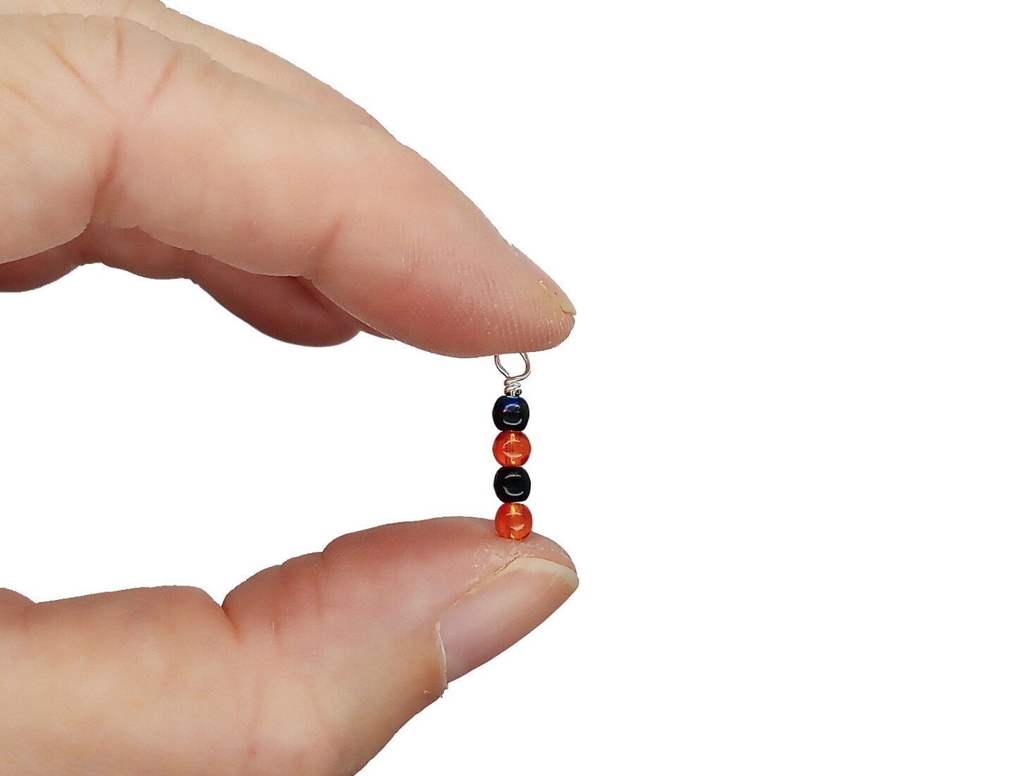 Halloween Fringe Dangle Charms with Orange & Black Glass Beads