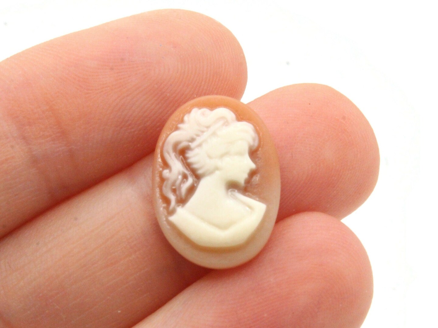 10 18mm x 13mm Two Tone Pink Resin Greek Womans Face Cameo Cabochons