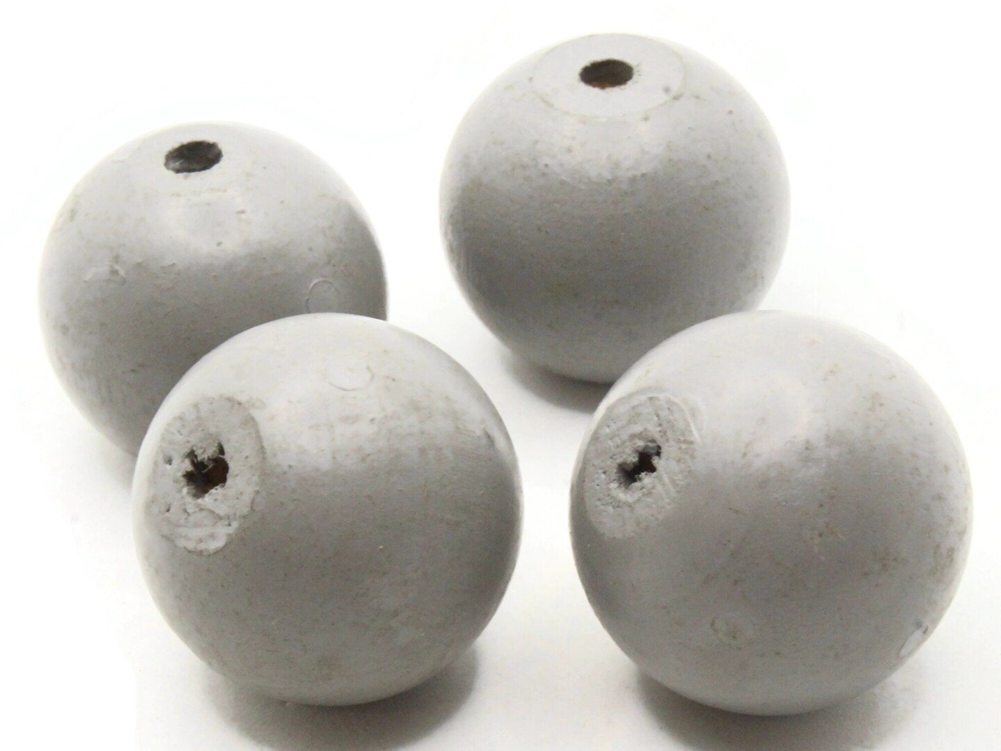 4 29mm Round Gray Vintage Wood Beads