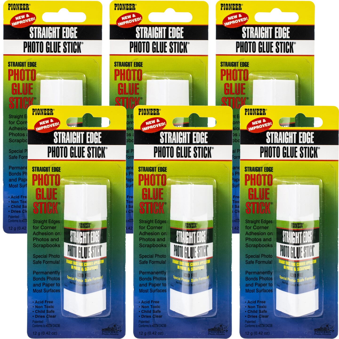 Multipack of 6 - Photo Glue Stick Triangular Edge