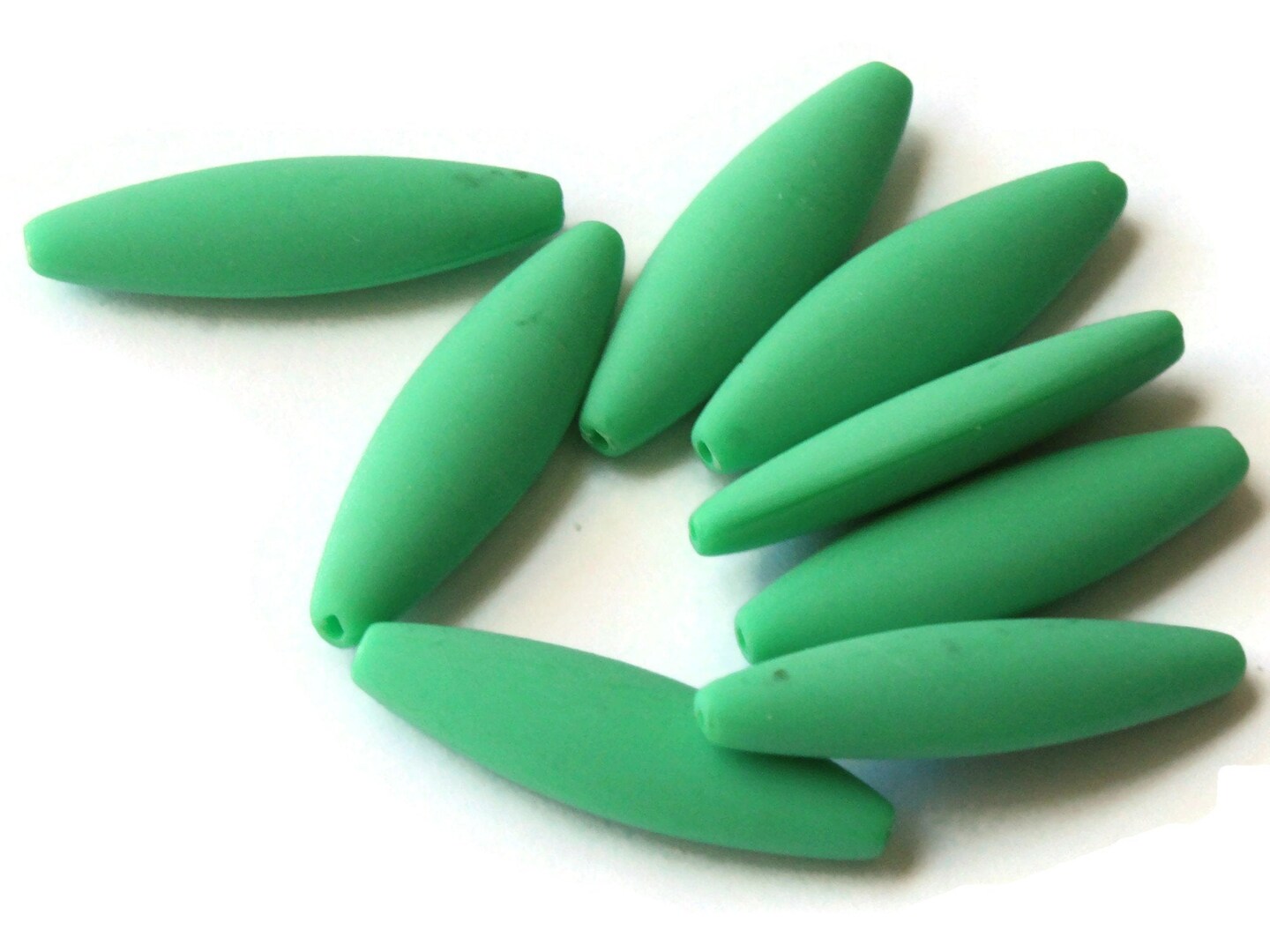 8 28mm Green Vintage Plastic Flat Tube Beads - Marquis Beads