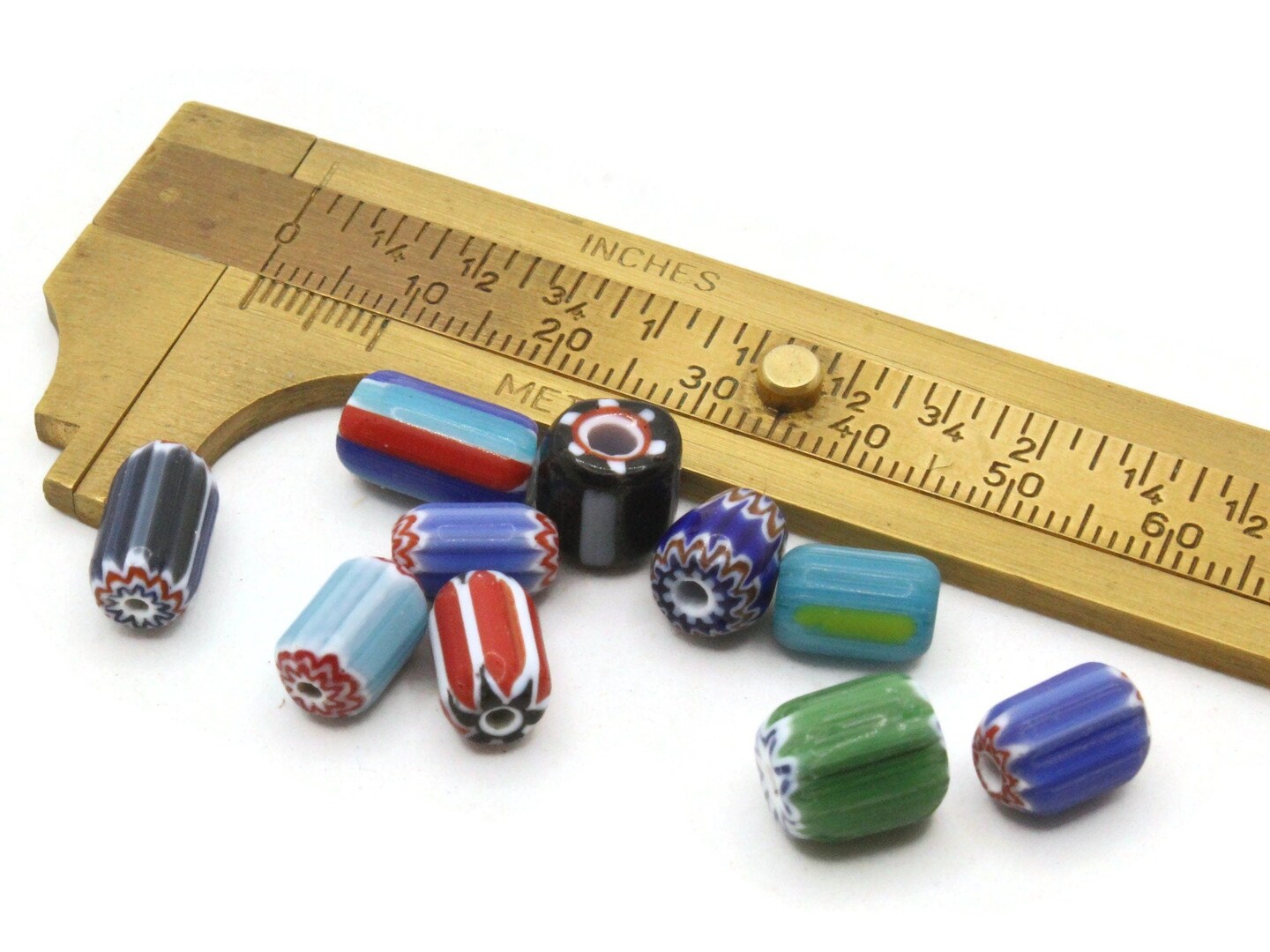 10 Multi-color Mixed Chevron Glass Tube Beads    Rosetta Tube Beads