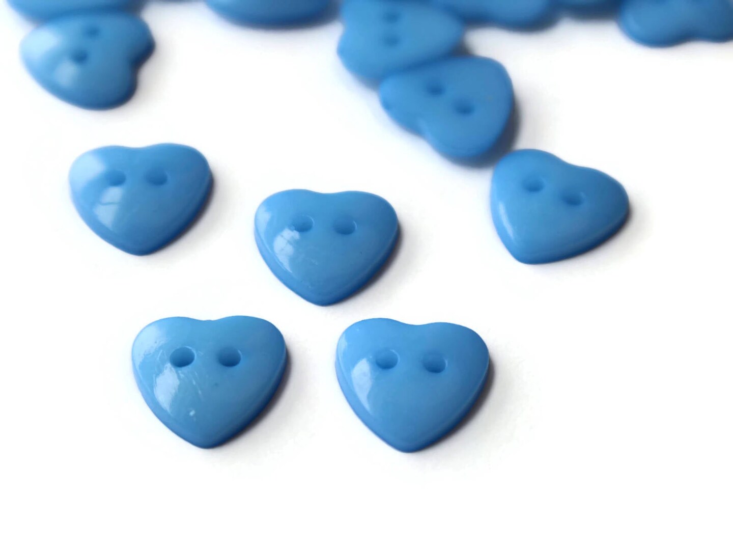 30 14mm Turquoise Heart Buttons Two Hole Plastic Buttons