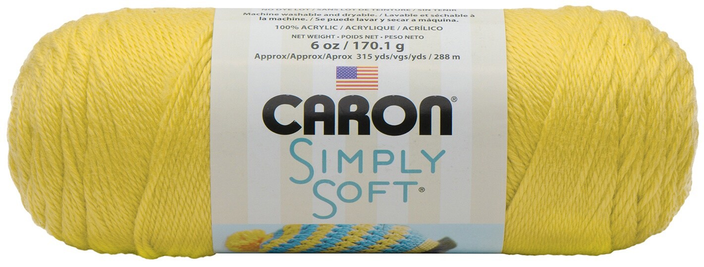 Caron Simply Soft Lemonade Yarn - 3 Pack of 170g/6oz - Acrylic - 4 Medium (Worsted) - 315 Yards - Knitting/Crochet