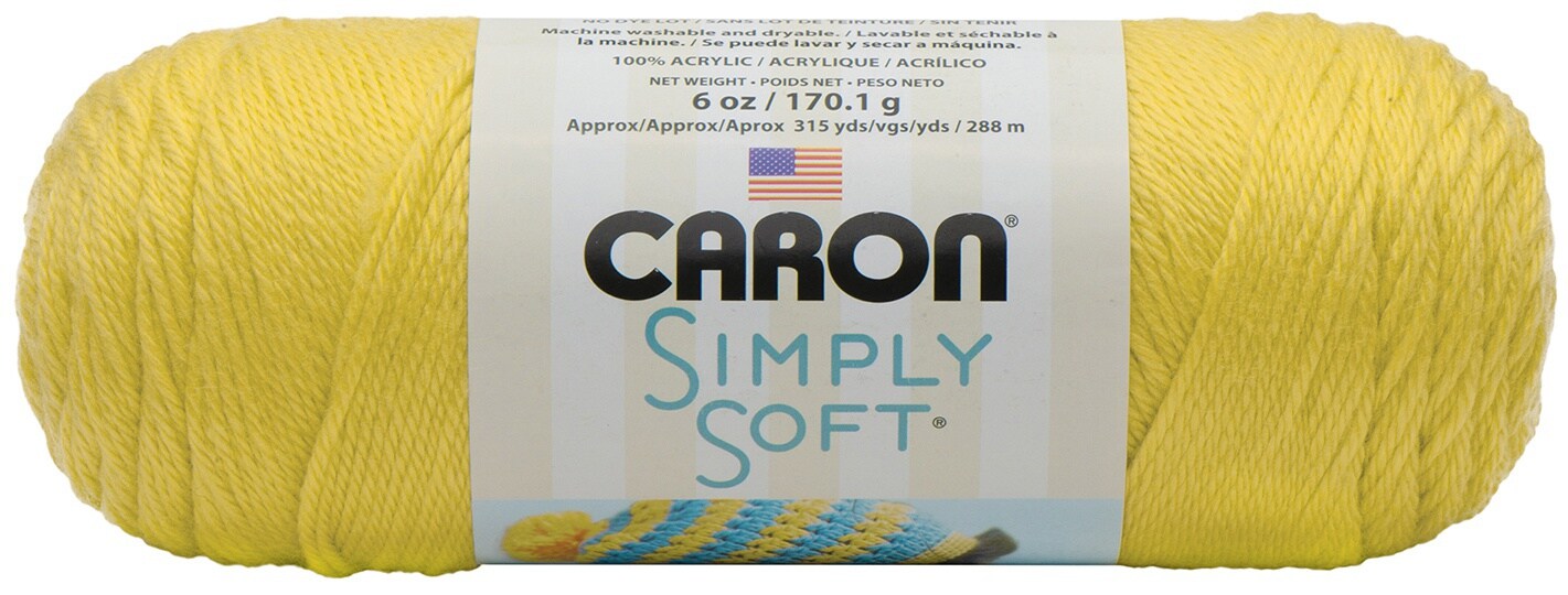 Caron Simply Soft Lemonade Yarn - 3 Pack of 170g/6oz - Acrylic - 4 ...