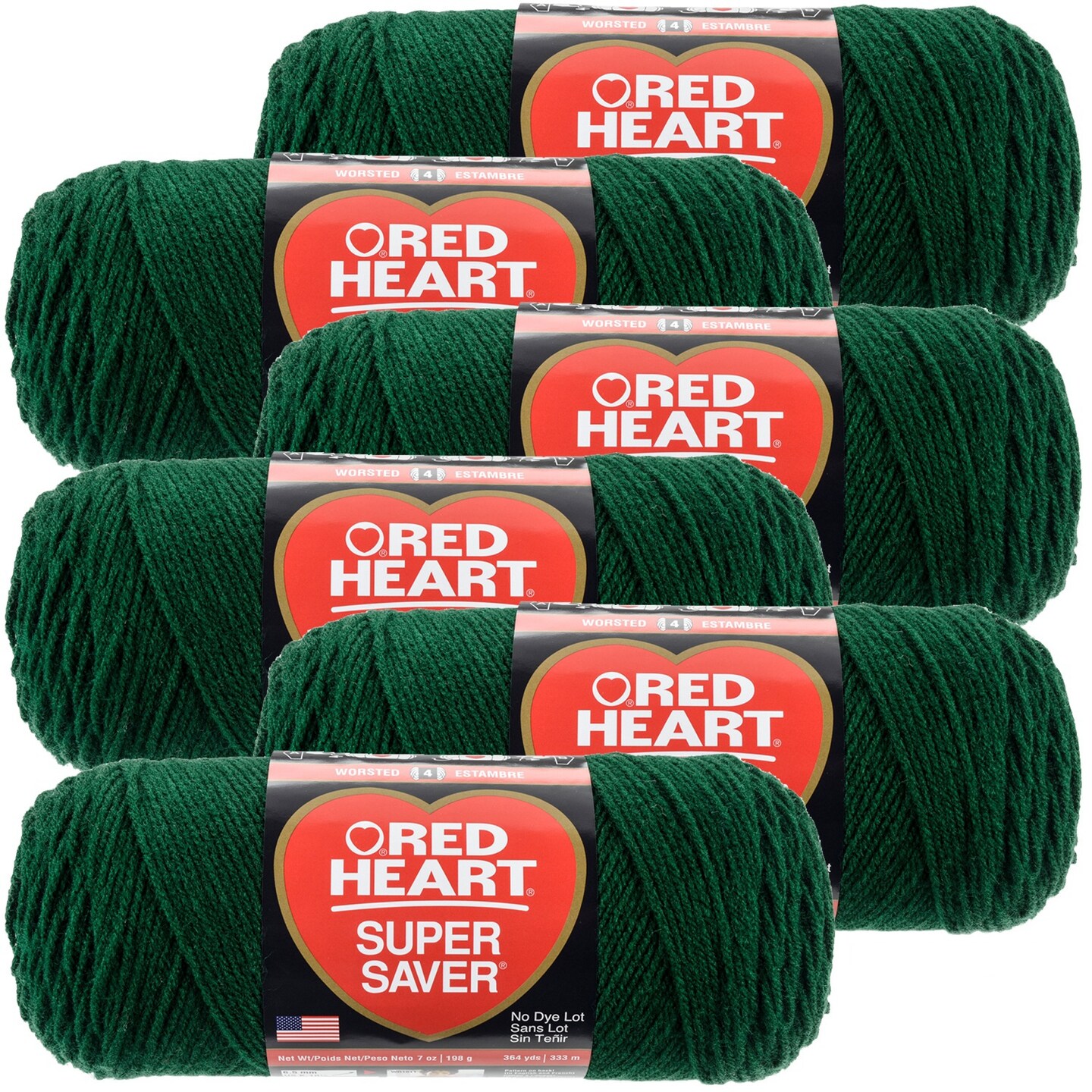 Multipack of 6 - Red Heart Super Saver Yarn-Hunter Green
