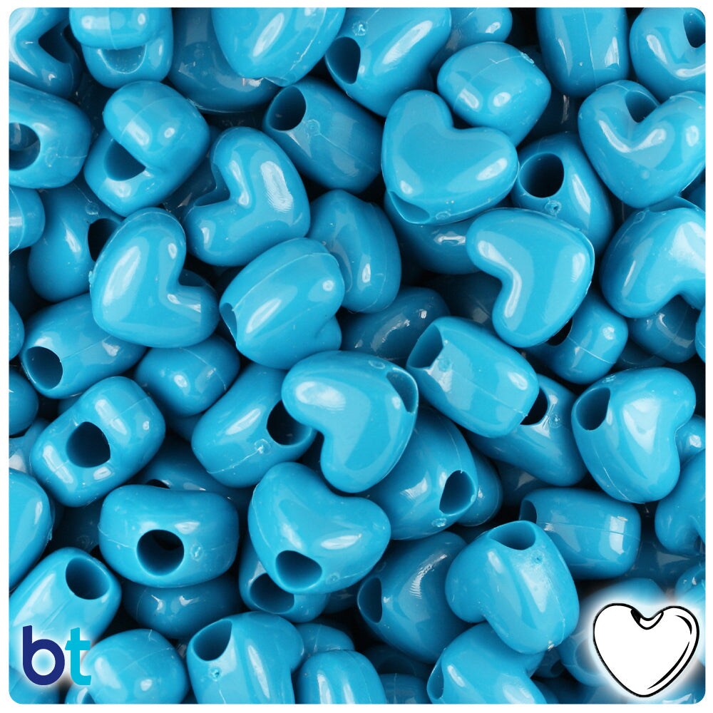 BeadTin Multi Colored Opaque 12mm Heart Pony Beads (250pcs