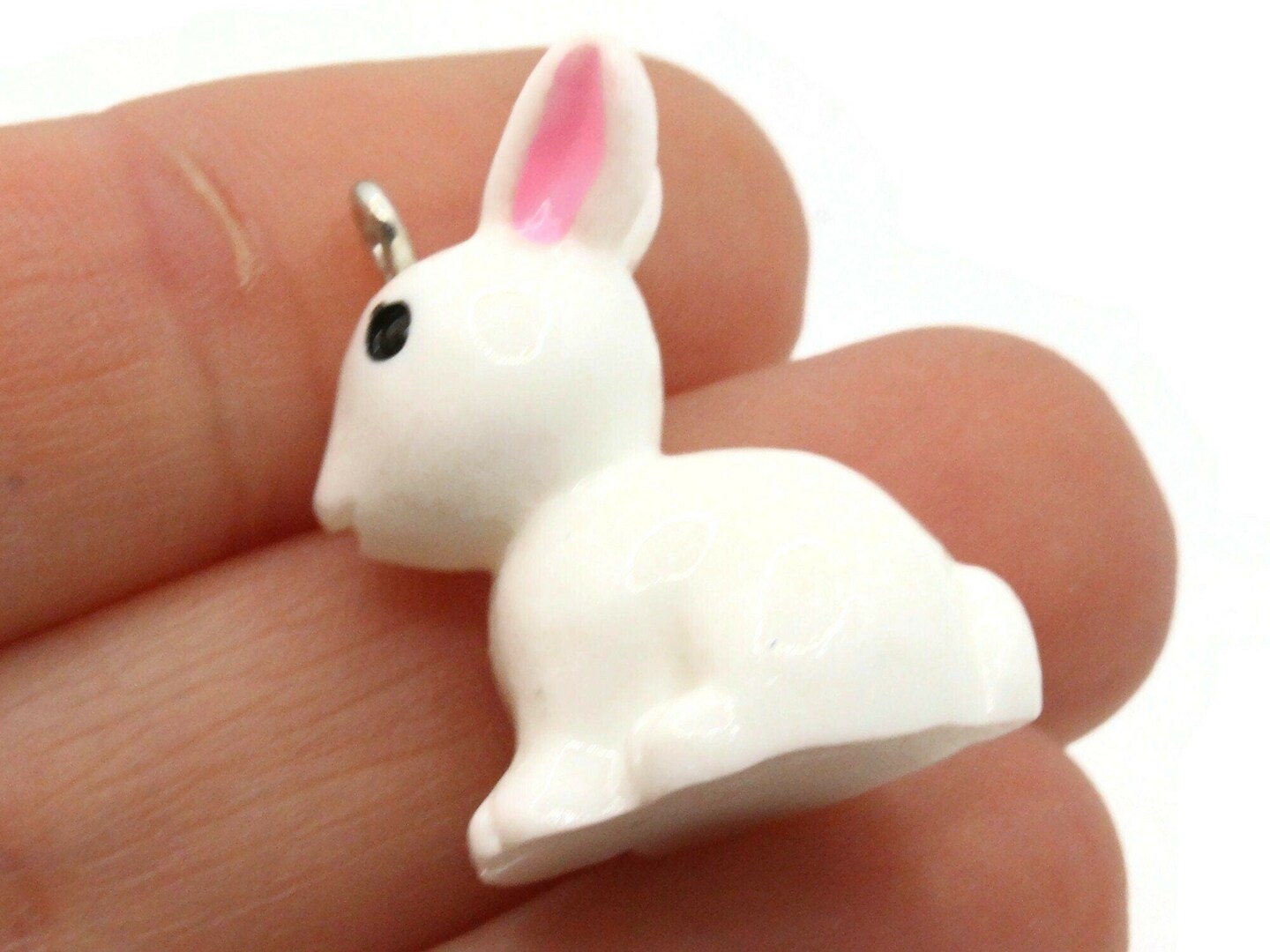 2 29mm White Resin Rabbit Charms