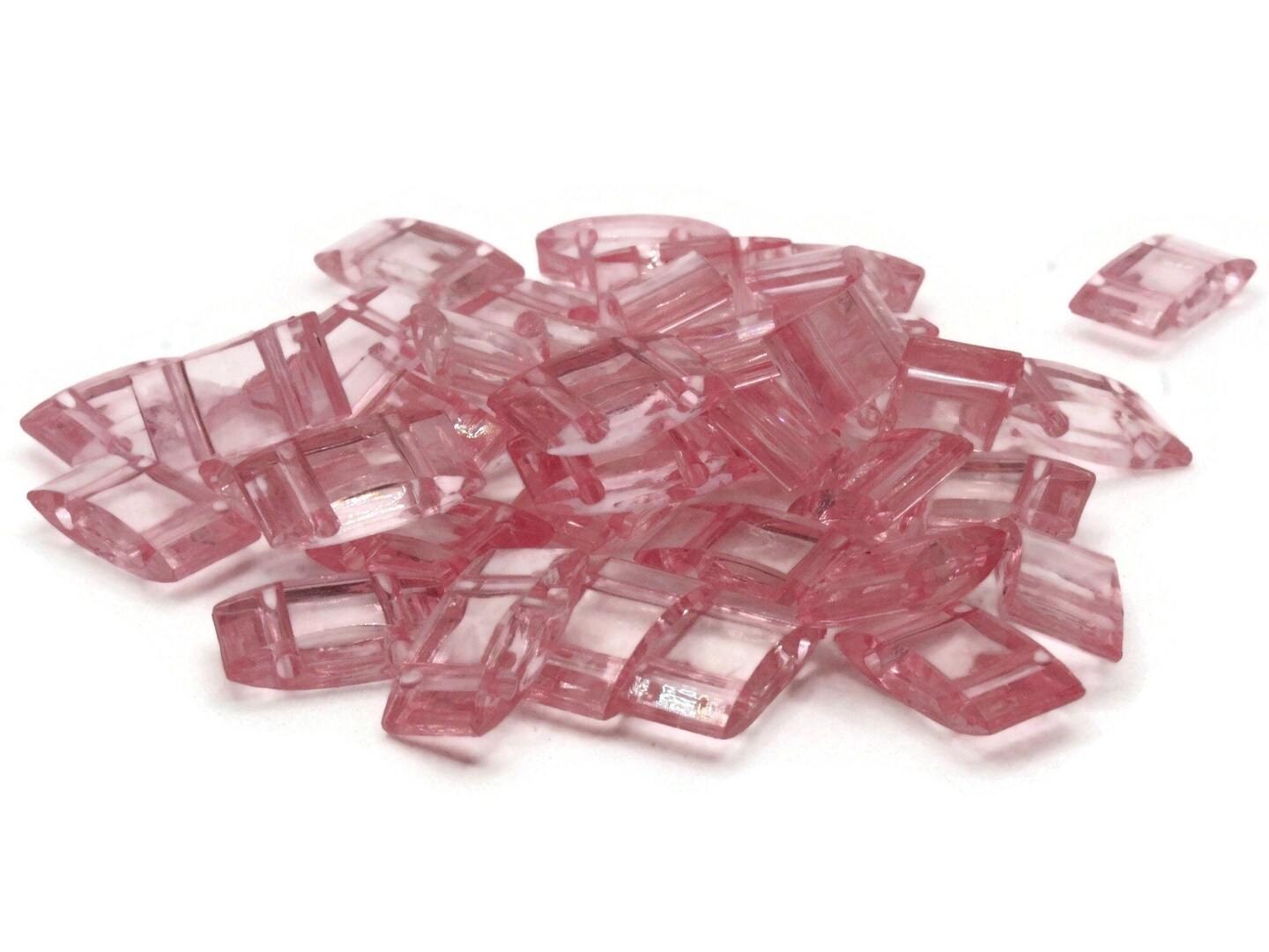 40 17mm Two Hole Light Pink Acrylic Plastic Rectangle Pillow Beads