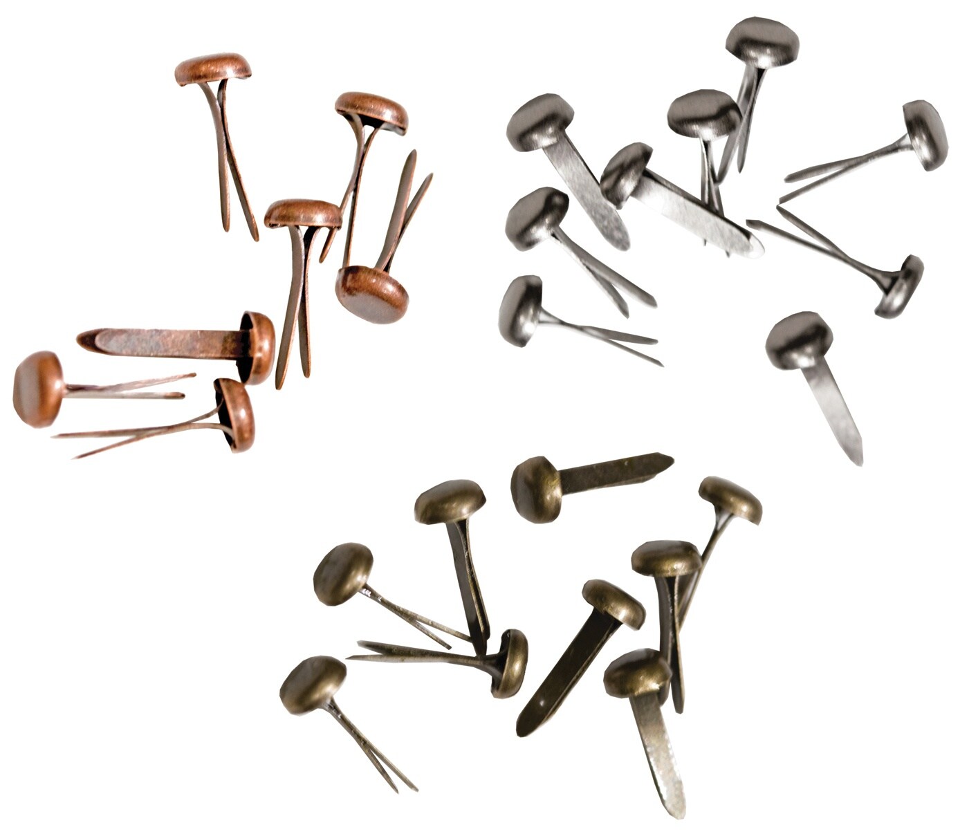 Multipack of 6 - Idea-Ology Metal Long Paper Fasteners .4375" 99/Pkg-Antique Nickel, Brass & Copper