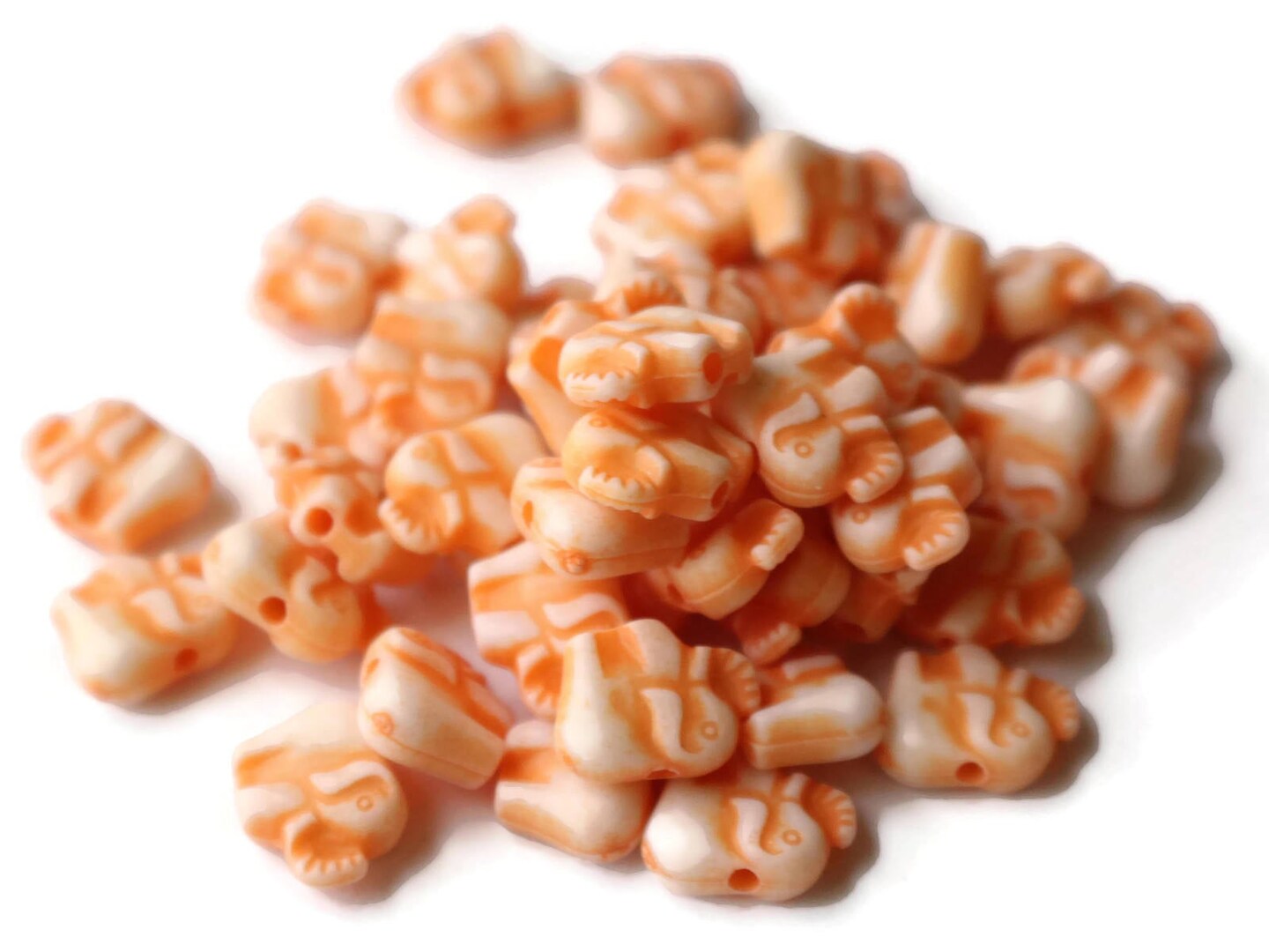 50 12mm Orange Elephants Tiny Plastic Miniature Animal Beads
