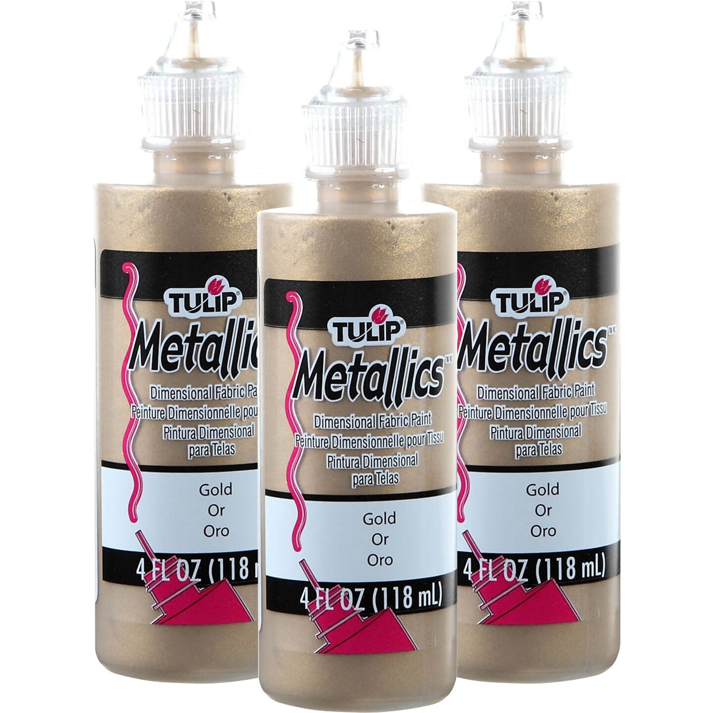 Multipack of 3 - Tulip Dimensional Fabric Paint 4oz-Metallics - Gold
