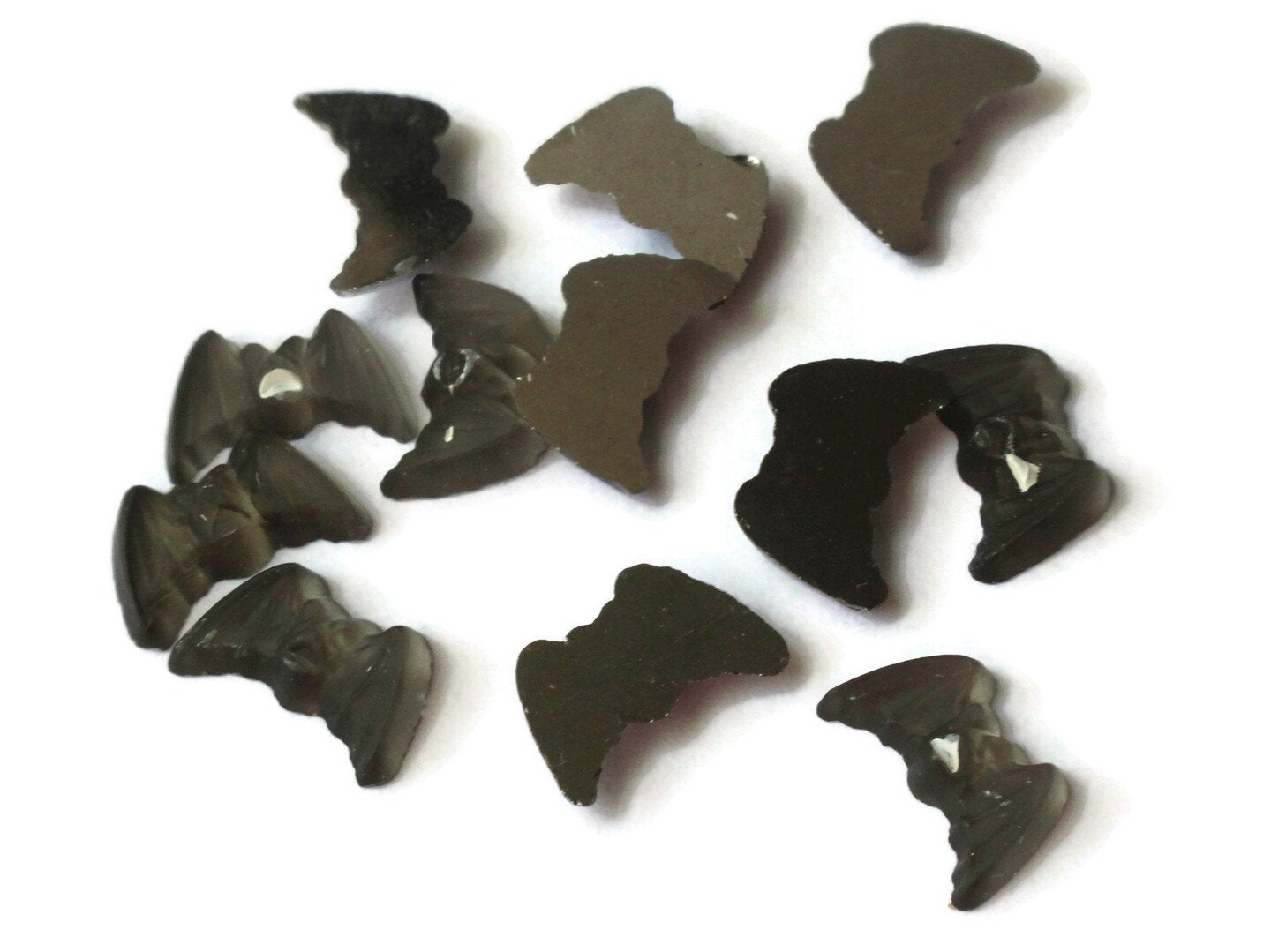 12 10mm x 7mm Vintage Bat Cabochons Halloween Cabochons Mirror Back Black Cabochon Tiles