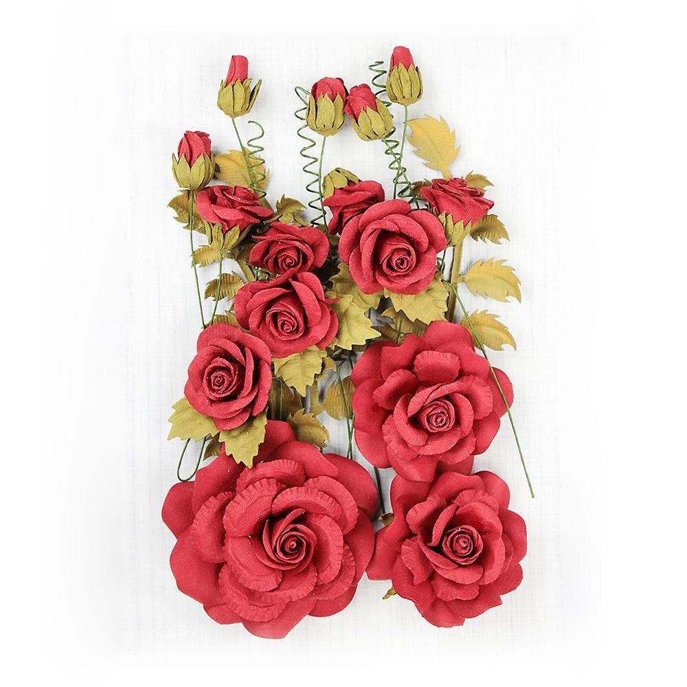 Pack of 3 - Little Birdie Rosalind Paper Flowers 21/Pkg-Rosalind Sangria