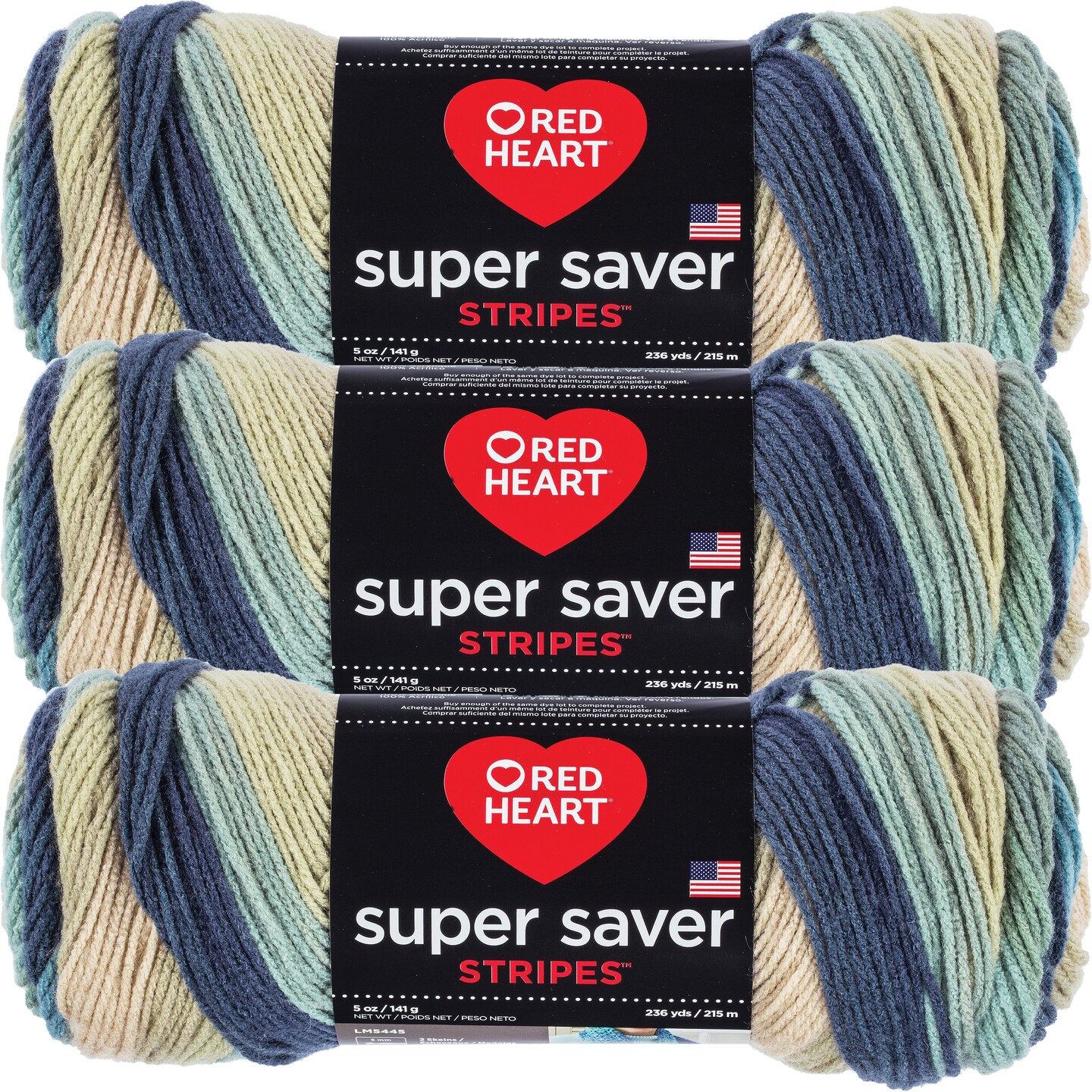 Multipack of 3 - Red Heart Super Saver Yarn-Sutherland Stripes