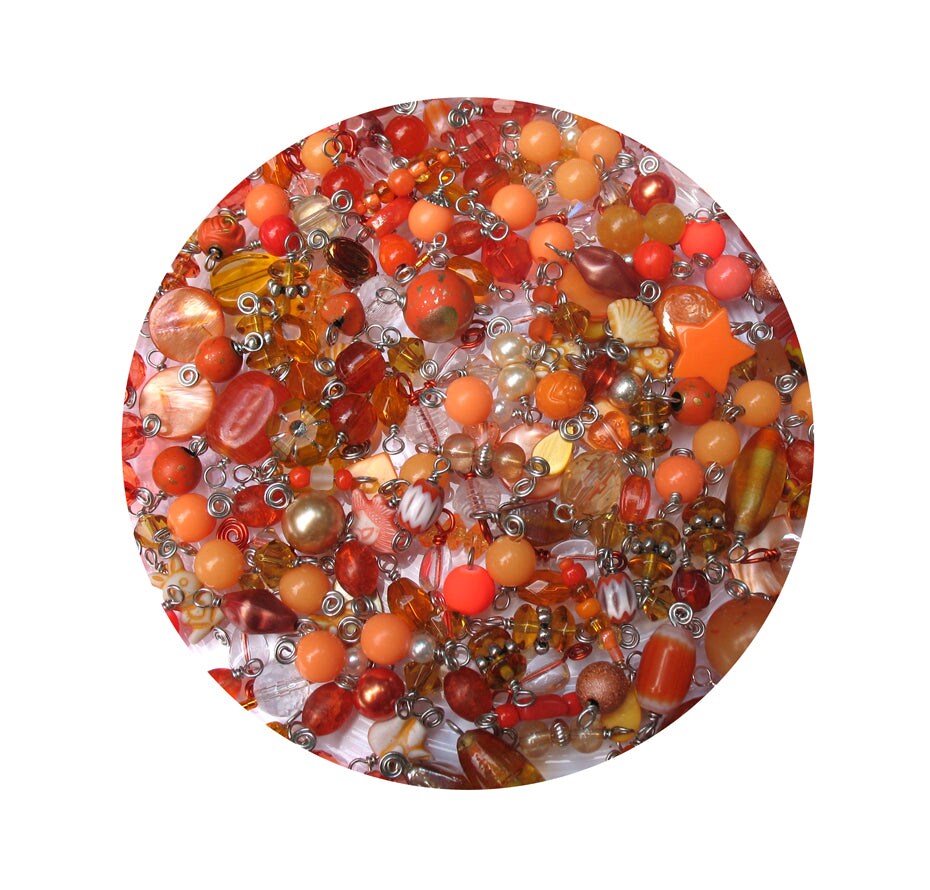 Orange Bead Charms Grab Bag, Bulk Glass &#x26; Acrylic Dangle Charms, Adorabilities
