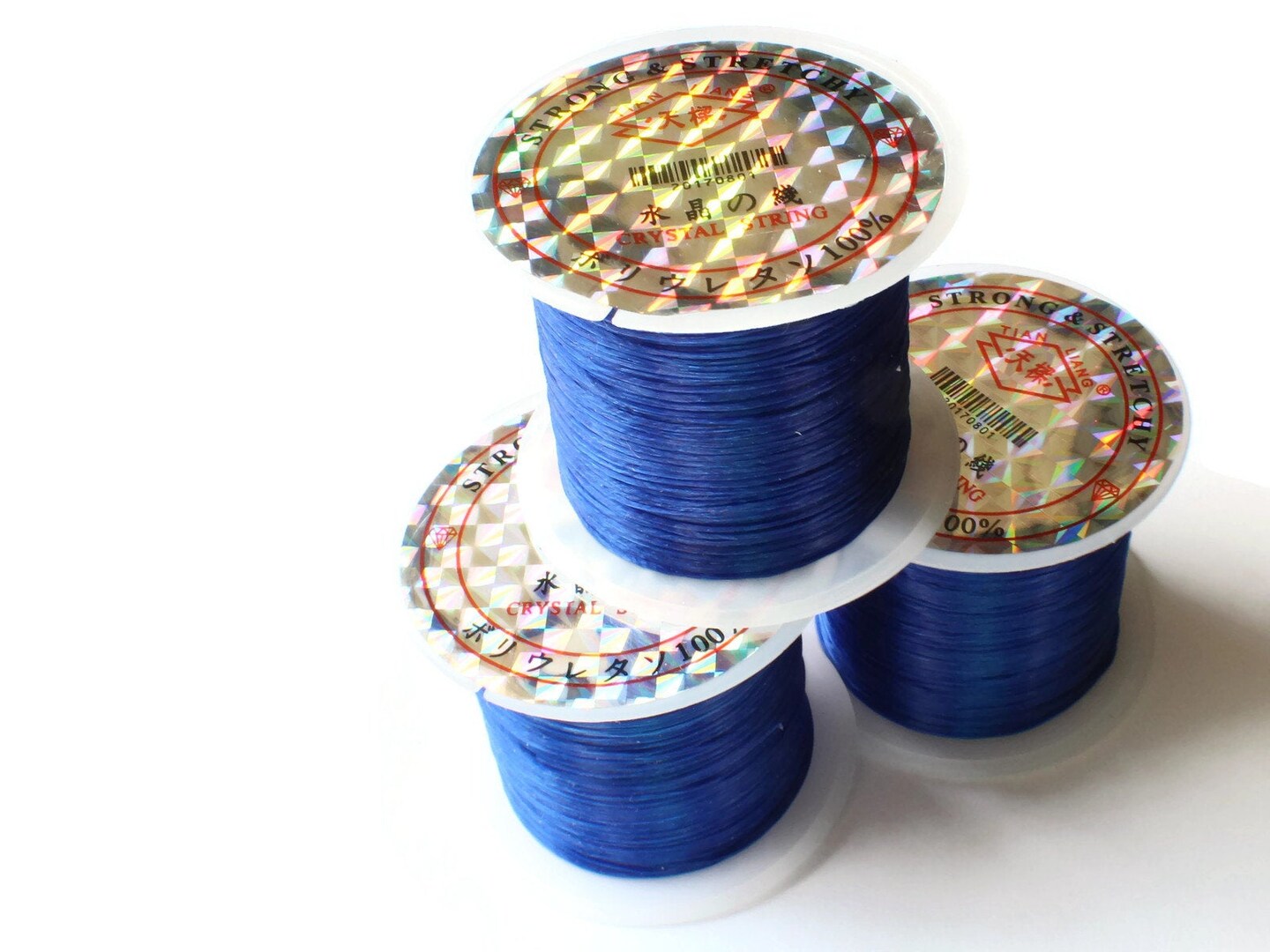 3 Rolls Thread Dark Sky Blue Elastic Cord 0.8mm Elastic Thread 10 Meters per roll